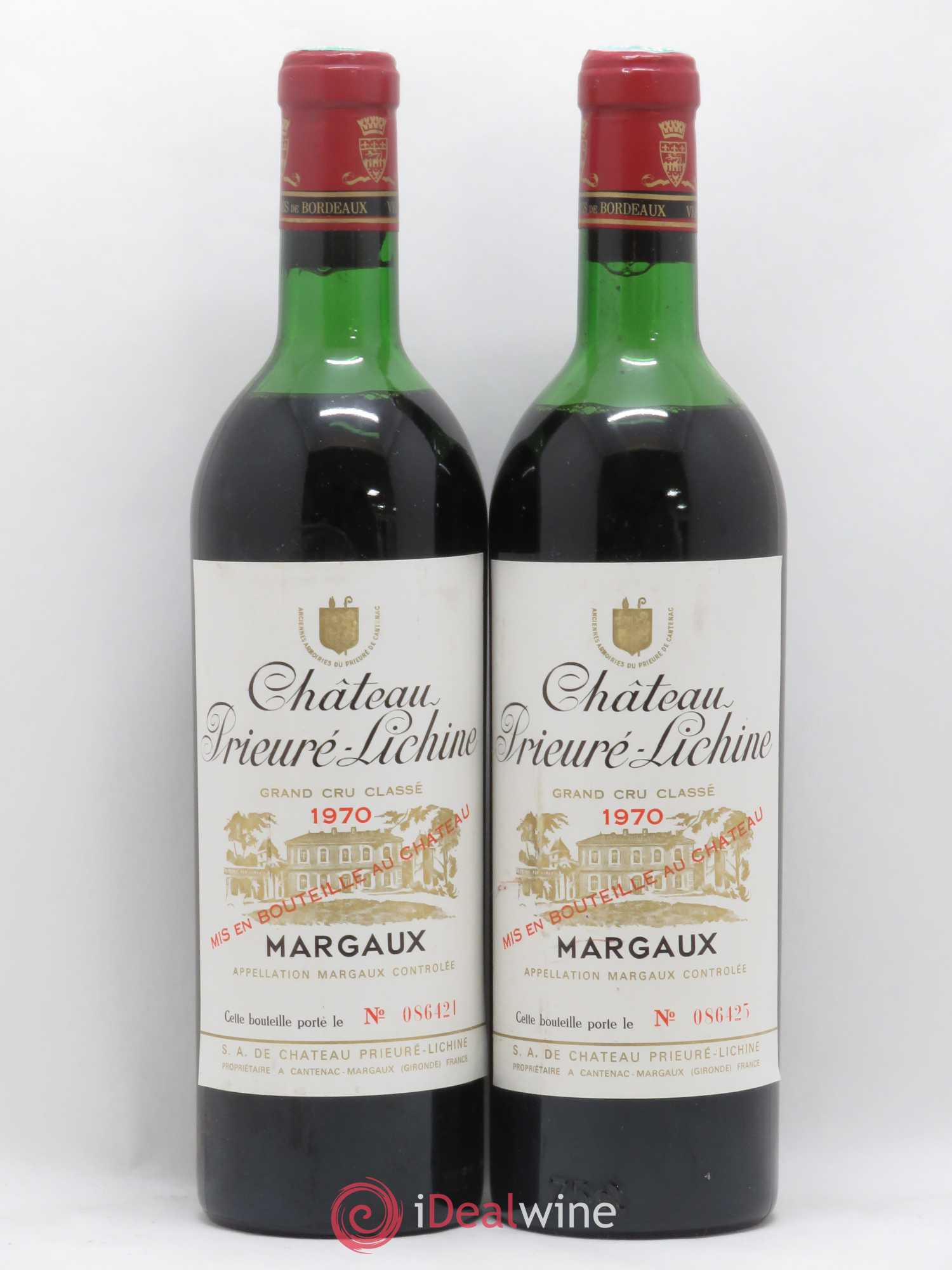 Château Prieuré Lichine 4ème Grand Cru Classé 1970 - Lot de 2 bouteilles - 0