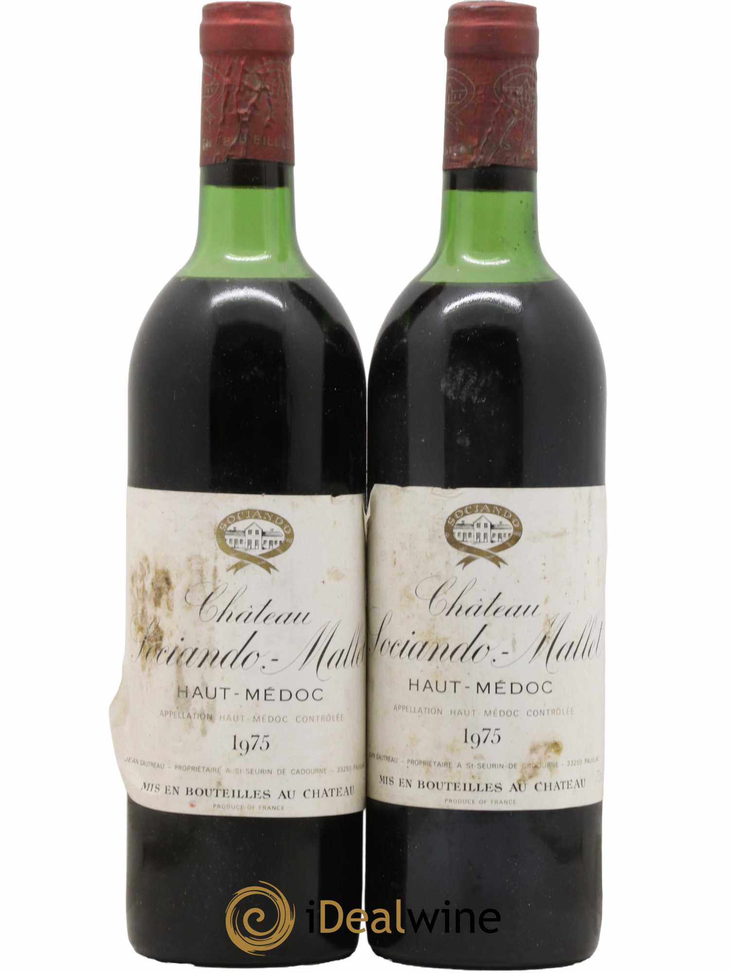 Château Sociando Mallet 1975 - Lot de 2 bouteilles - 0