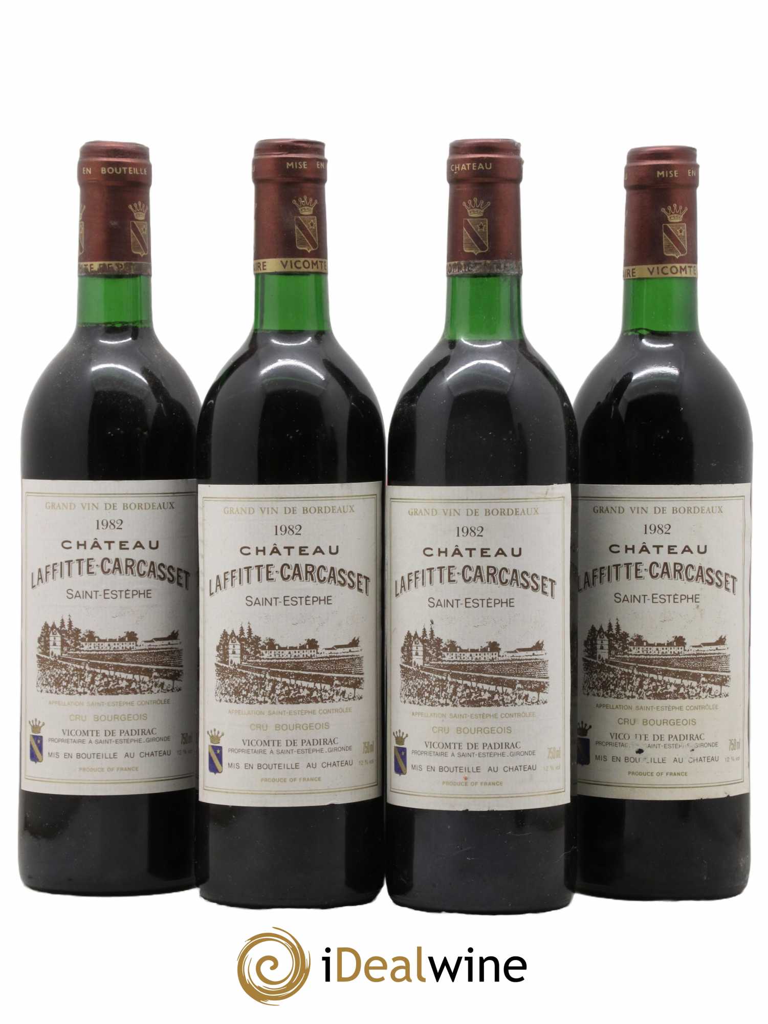 Château Laffitte Carcasset Cru Bourgeois 1982 - Lot de 4 bouteilles - 0
