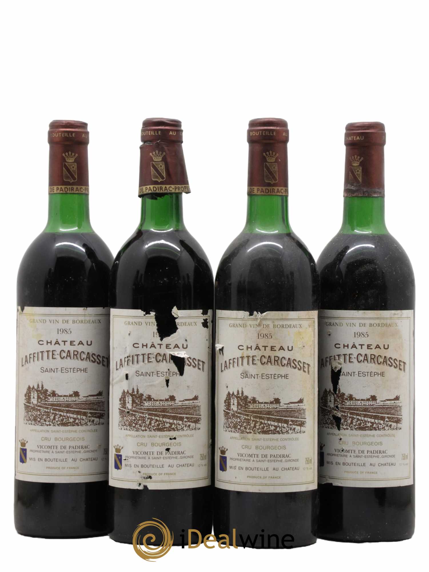 Château Laffitte Carcasset Cru Bourgeois 1985 - Lot de 4 bouteilles - 0