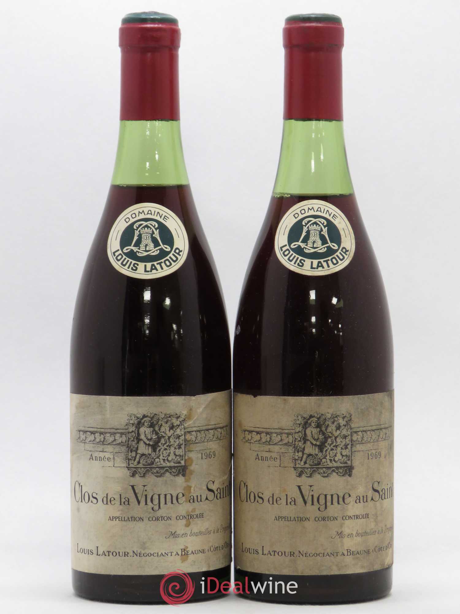 Corton Grand Cru Clos de la vigne au Saint Louis Latour 1969 - Lot de 2 bouteilles - 0