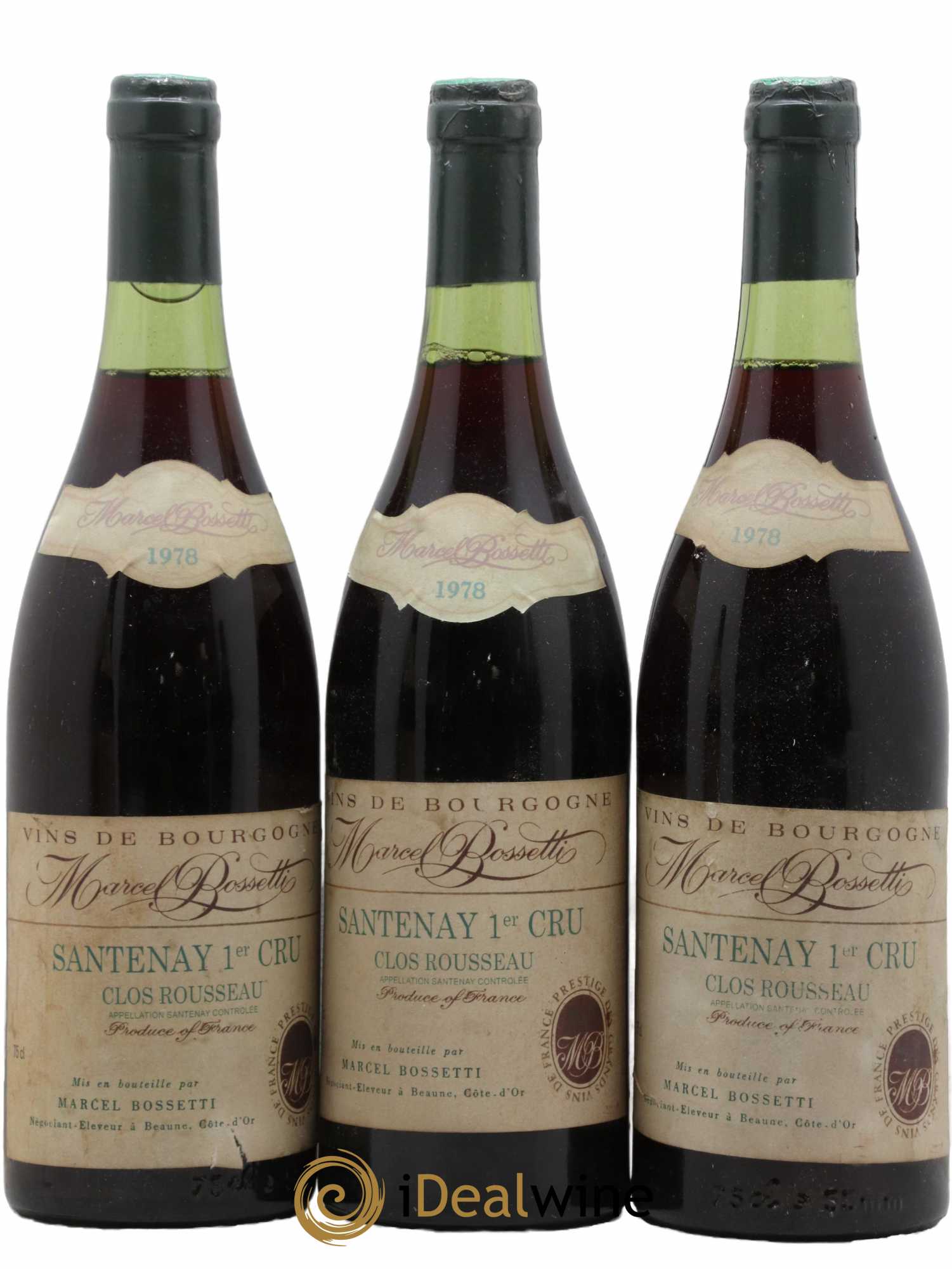 Santenay 1er Cru Clos Rousseau Marcel Bossetti 1978 - Lot de 3 bouteilles - 0