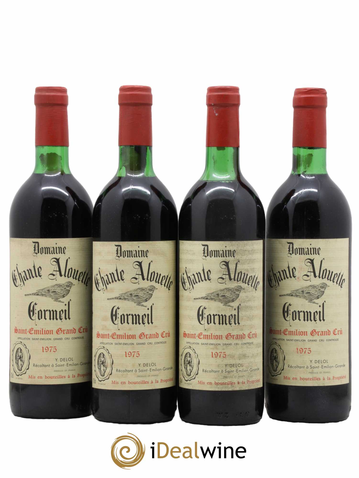 Saint-Émilion Grand Cru Château Chante Alouette Cormeil 1975 - Lot de 4 bouteilles - 0