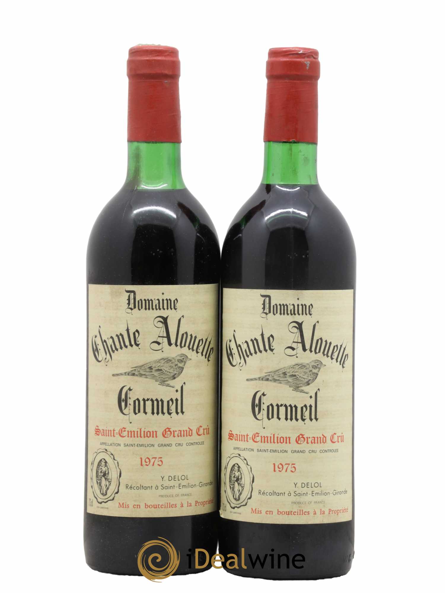 Saint-Émilion Grand Cru Château Chante Alouette Cormeil 1975 - Lot de 2 bouteilles - 0