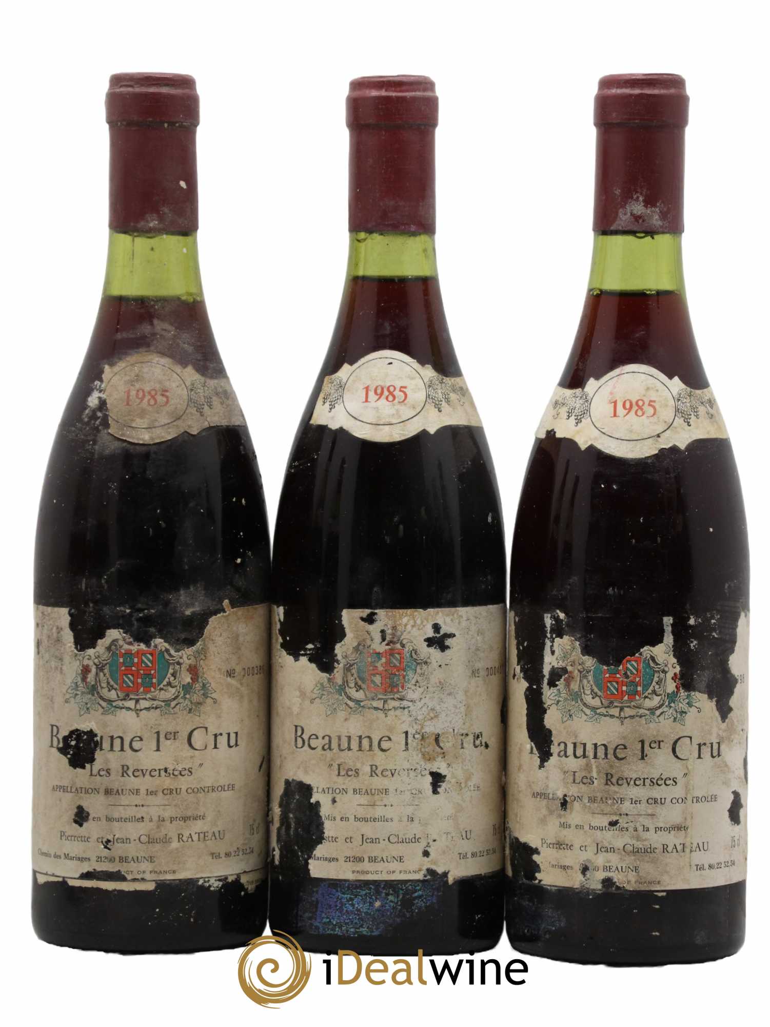 Beaune 1er Cru Les Reversées Rateau 1985 - Lot de 3 bouteilles - 0
