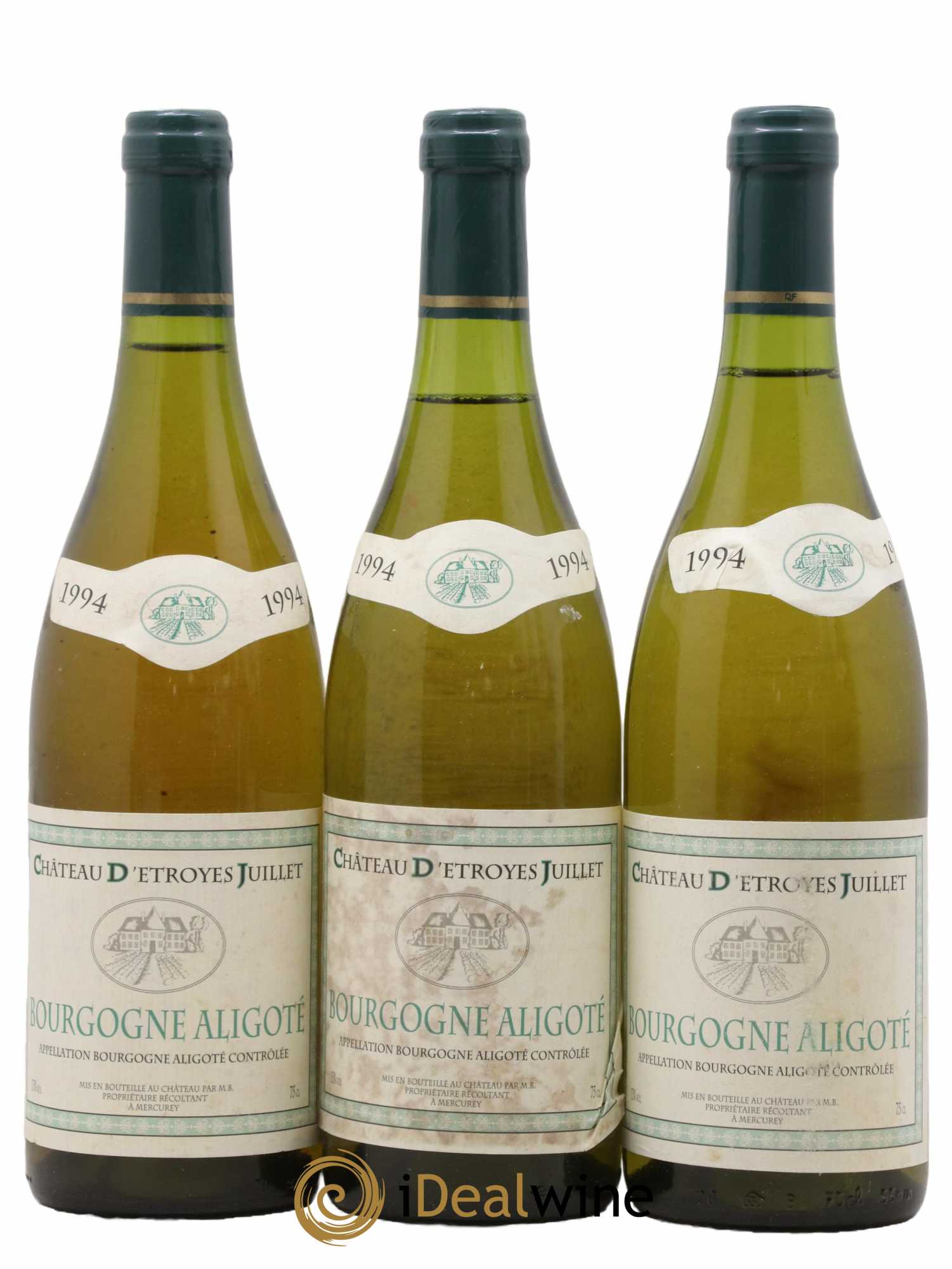 Bourgogne Aligote Château d Estroyes Juillet 1994 - Lot de 3 bouteilles - 0
