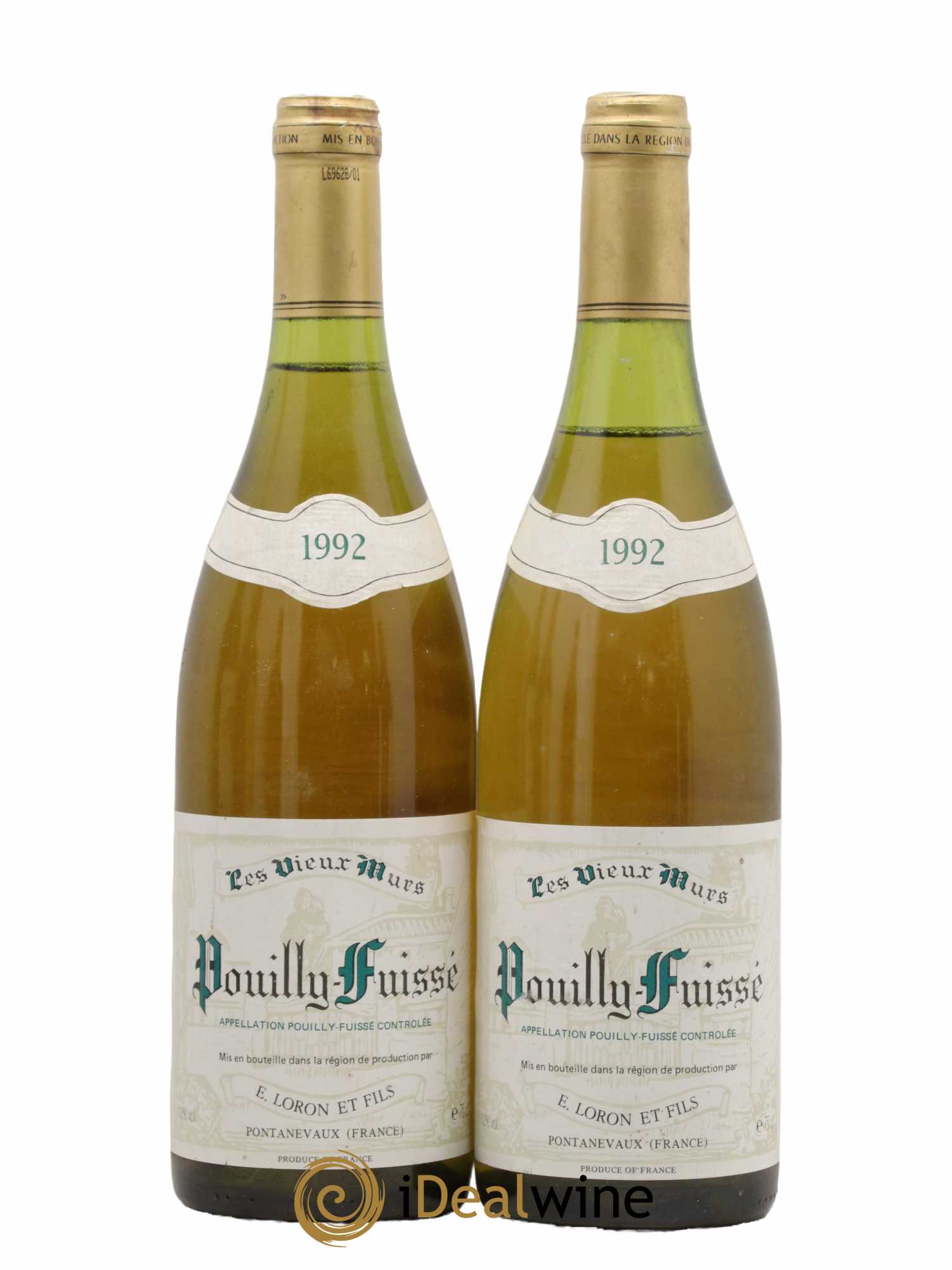 Pouilly-Fuissé Les Vieux Murs Loron Et Fils 1992 - Lot de 2 bouteilles - 0