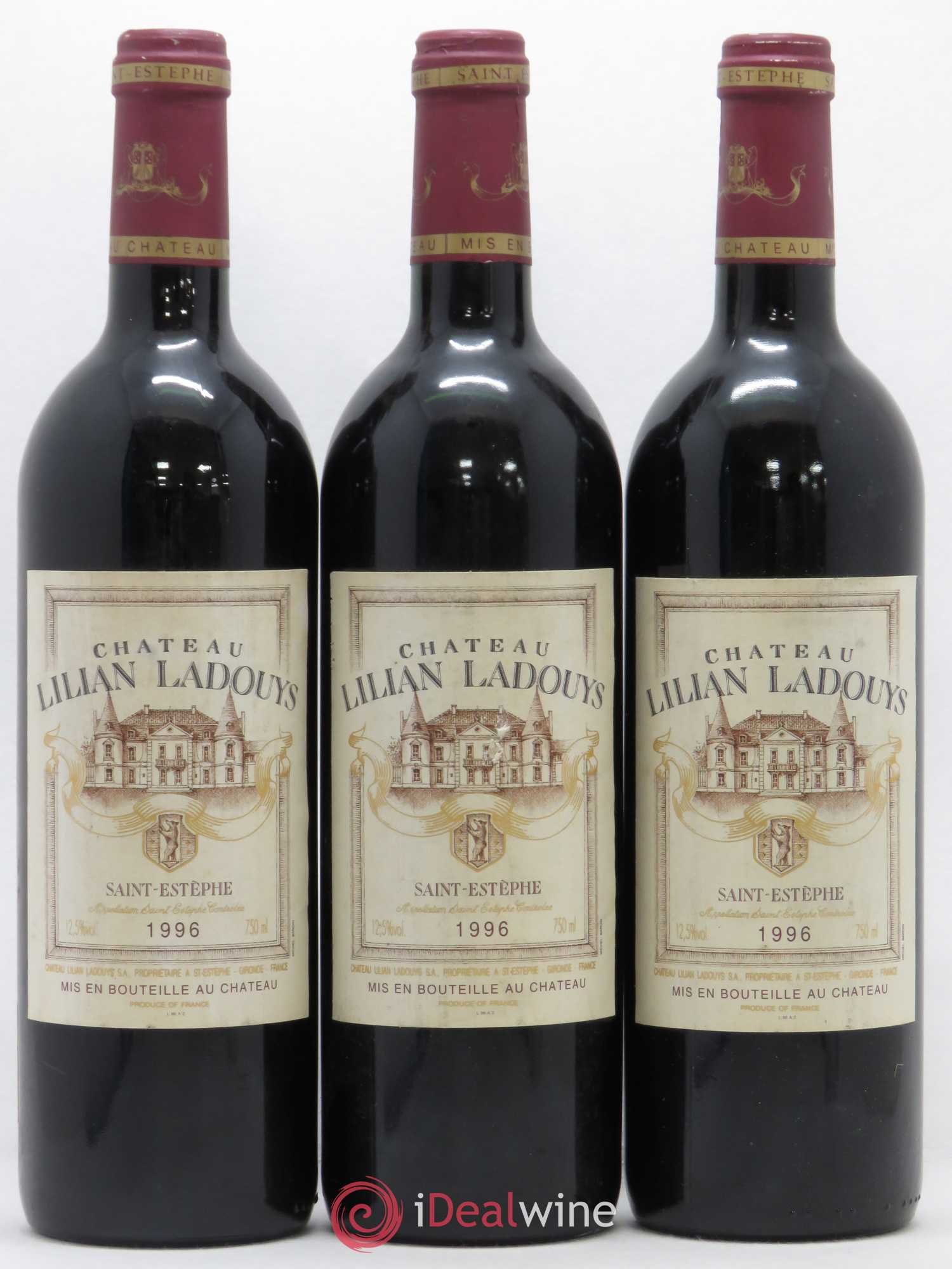 Château Lilian Ladouys Cru Bourgeois 1996 - Lot de 3 bouteilles - 0