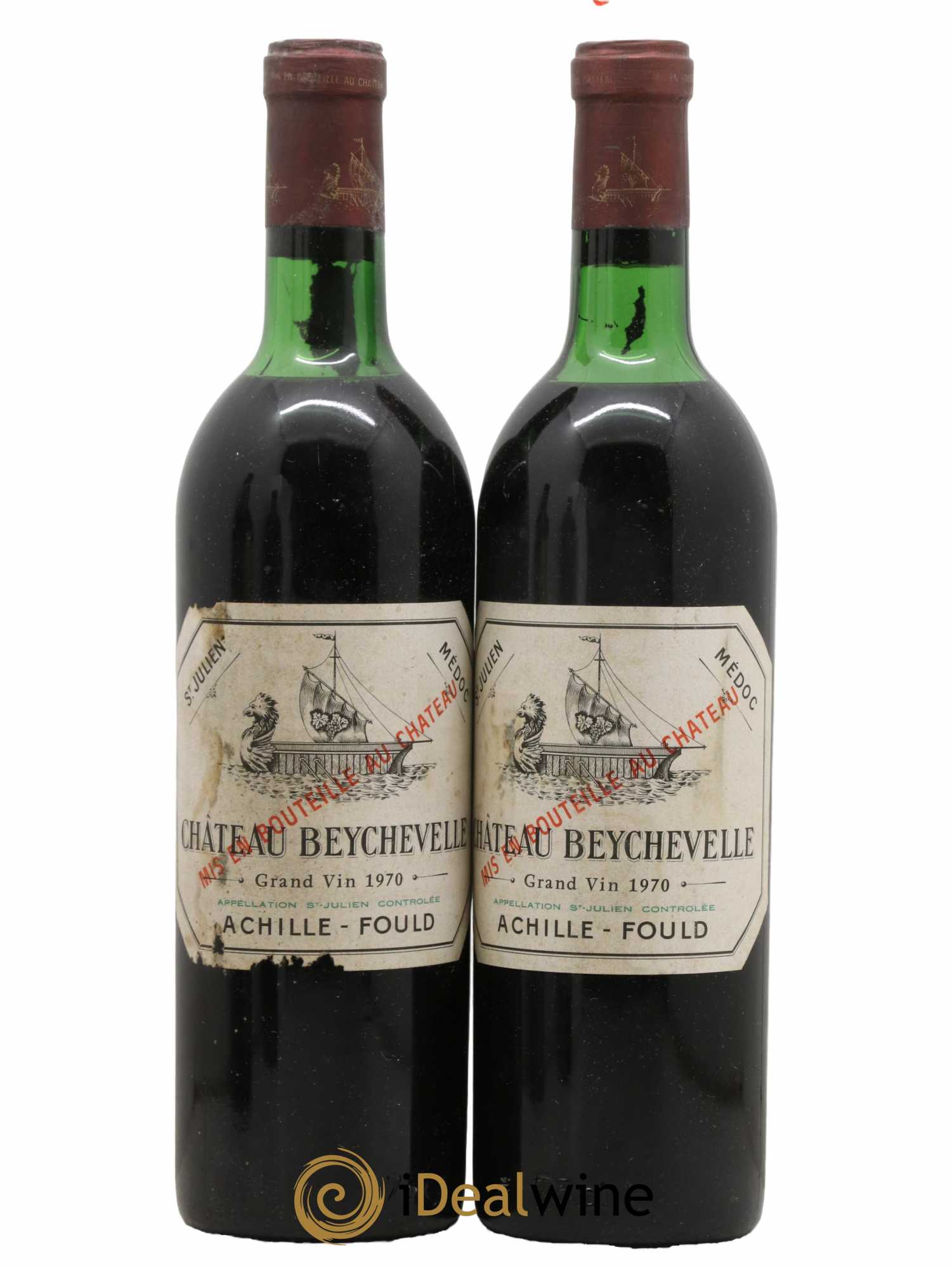 Château Beychevelle 4ème Grand Cru Classé 1970 - Lot de 2 bouteilles - 0