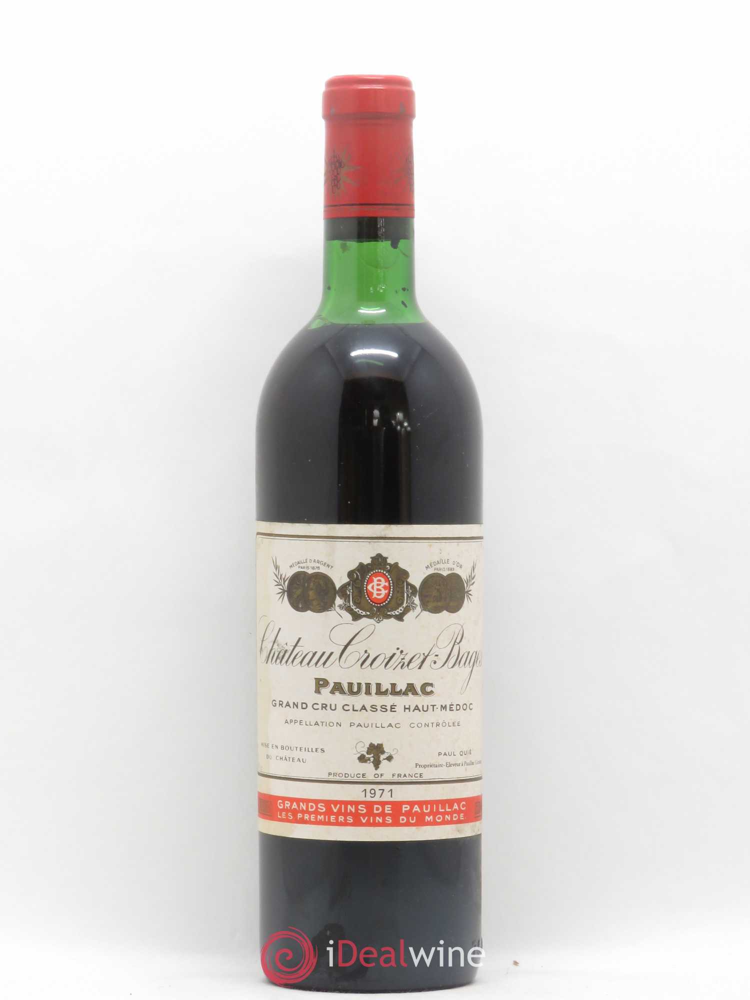 Château Croizet Bages 5ème Grand Cru Classé 1971 - Lot de 1 bouteille - 0