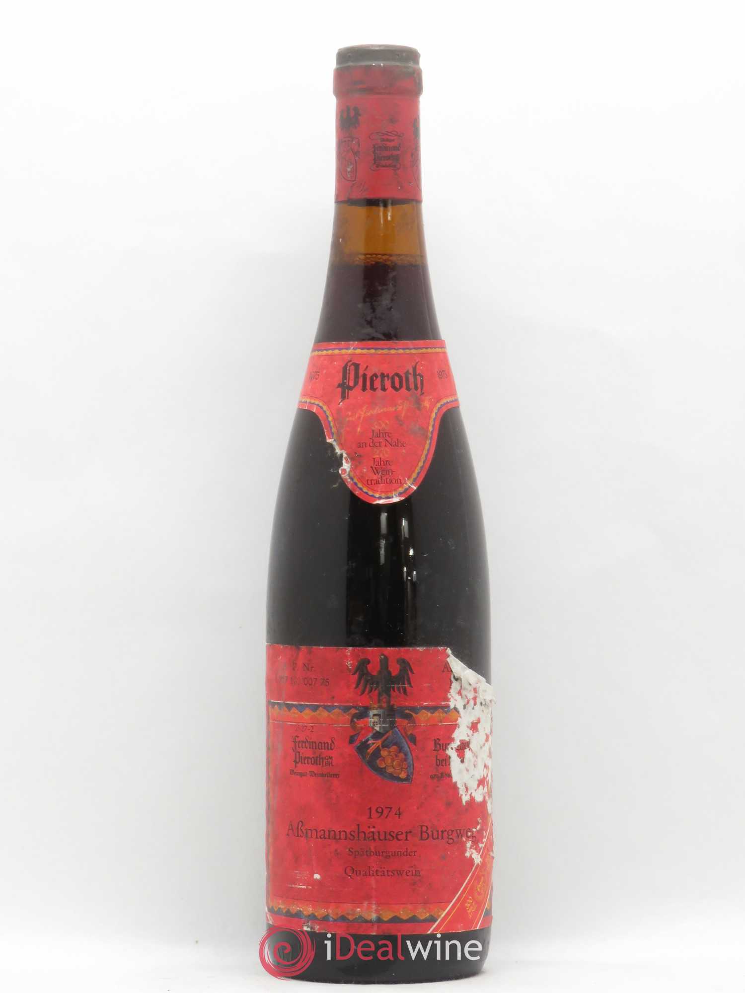 Allemagne (sans prix de réserve) (sans prix de réserve) Arrmannshauser Burgweg pinot noir Pieroth 1974 - Posten von 1 Flasche - 0