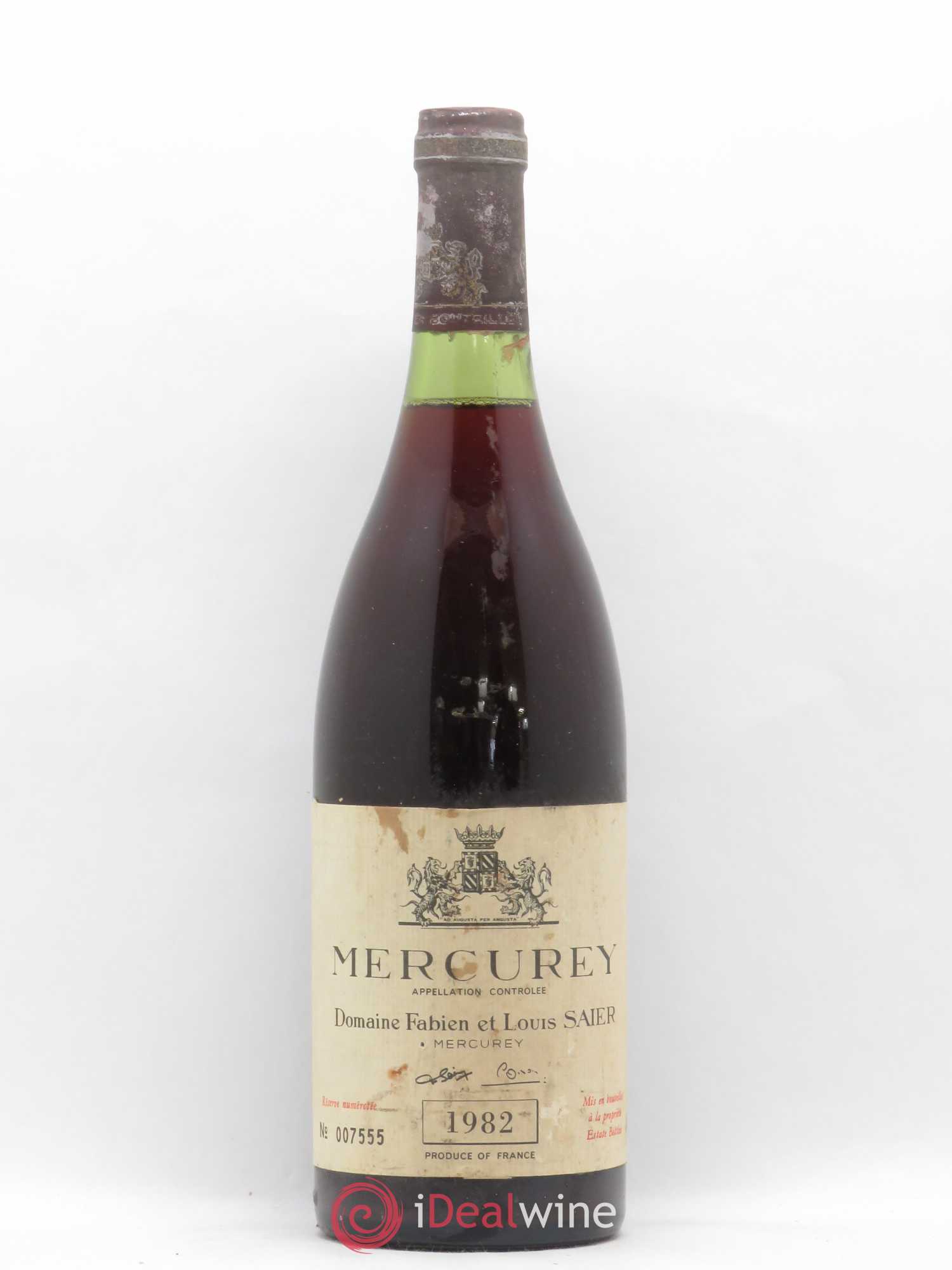 Mercurey Domaine Fabien et Louis Saier 1982 - Posten von 1 Flasche - 0