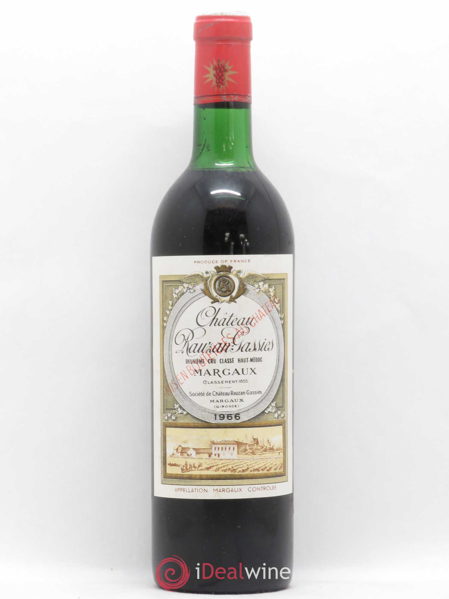 Château Rauzan-Gassies 2ème Grand Cru Classé 1966 - Lot de 1 bouteille - 0