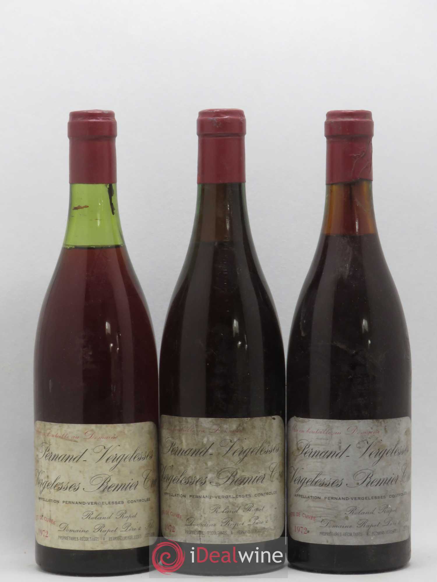 Pernand-Vergelesses 1er Cru Tete De Cuve Domaine Rapet Pere Et Fils 1972 - Posten von 3 Flaschen - 0