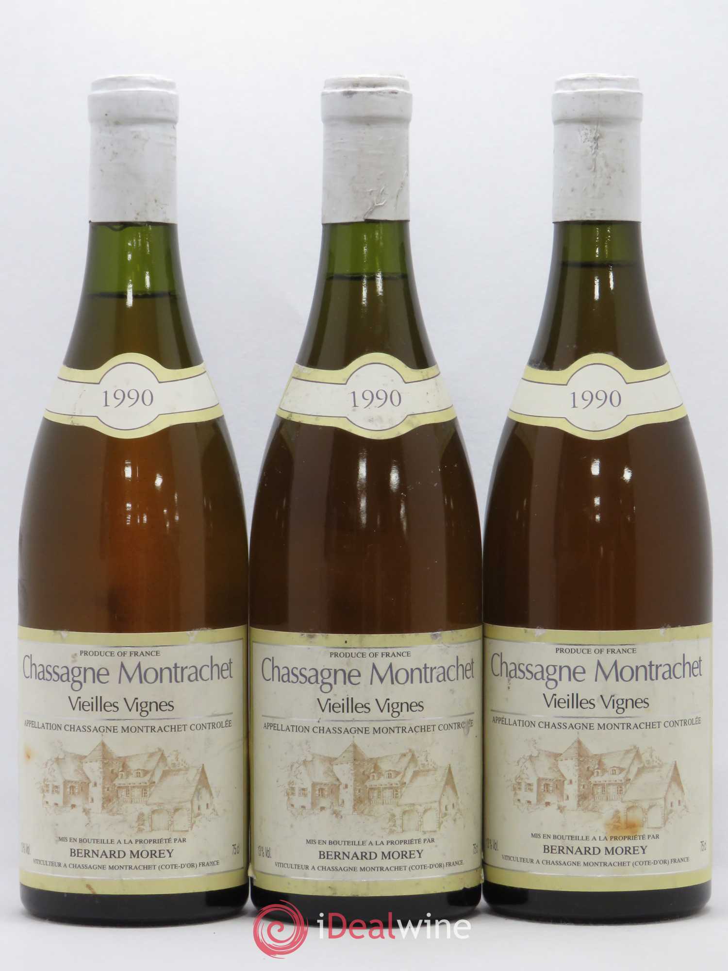 Chassagne-Montrachet Domaine Bernard Morey Vieilles Vignes 1990 - Posten von 3 Flaschen - 0