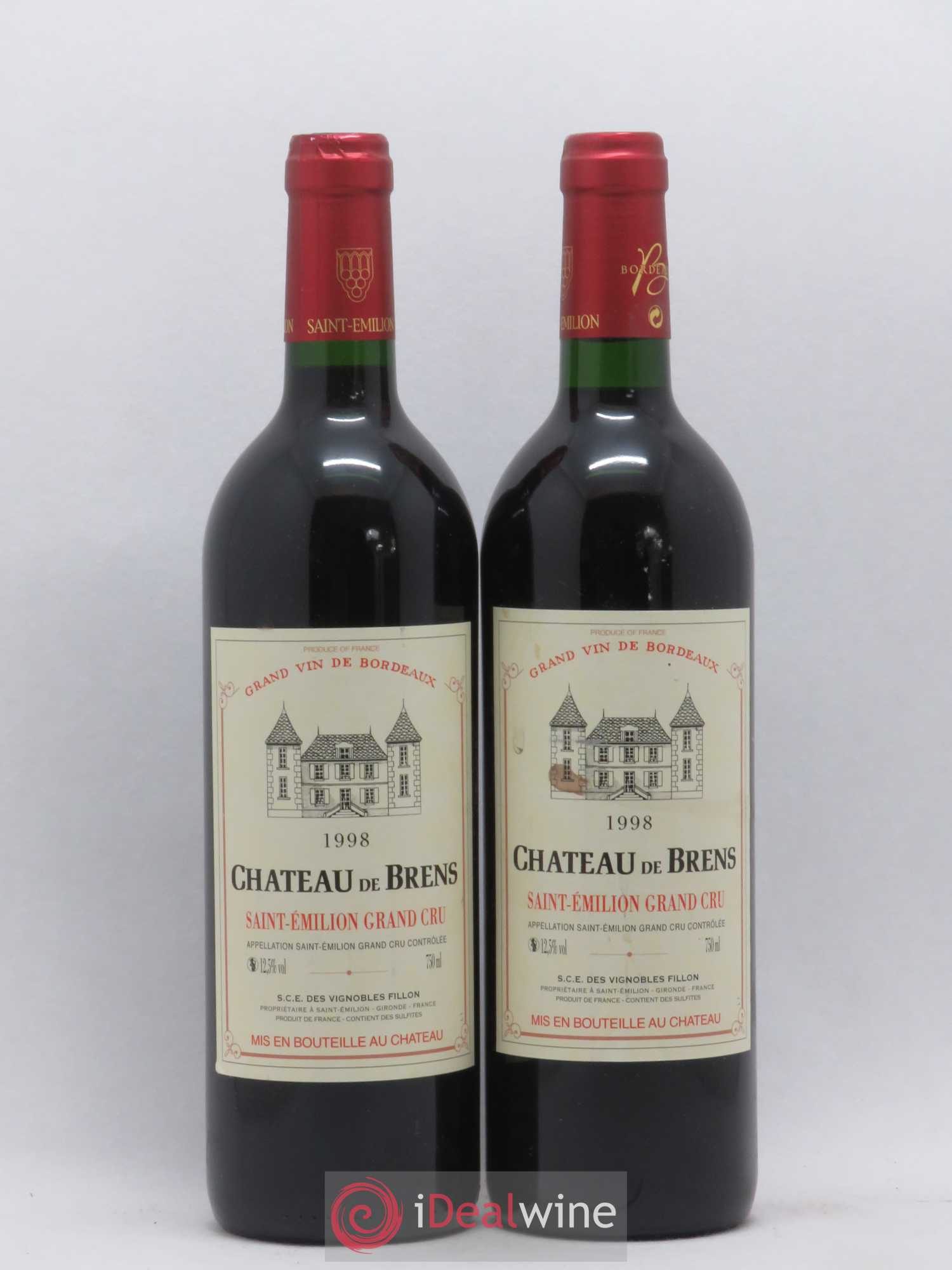 Saint-Émilion Grand Cru Château De Brens 1998 - Lot de 2 bouteilles - 0