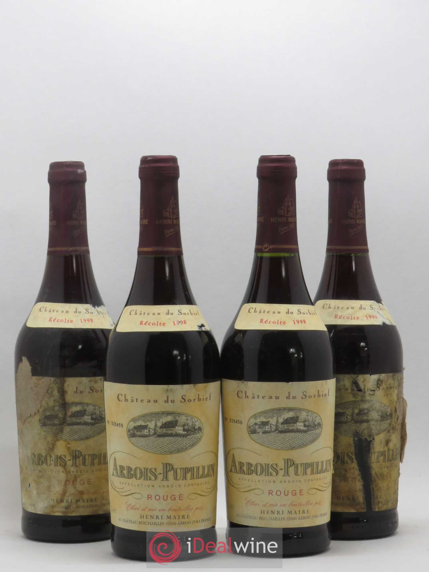 Arbois Pupillin Château du Sorbief Henri Maire 1998 - Lot de 4 bouteilles - 0