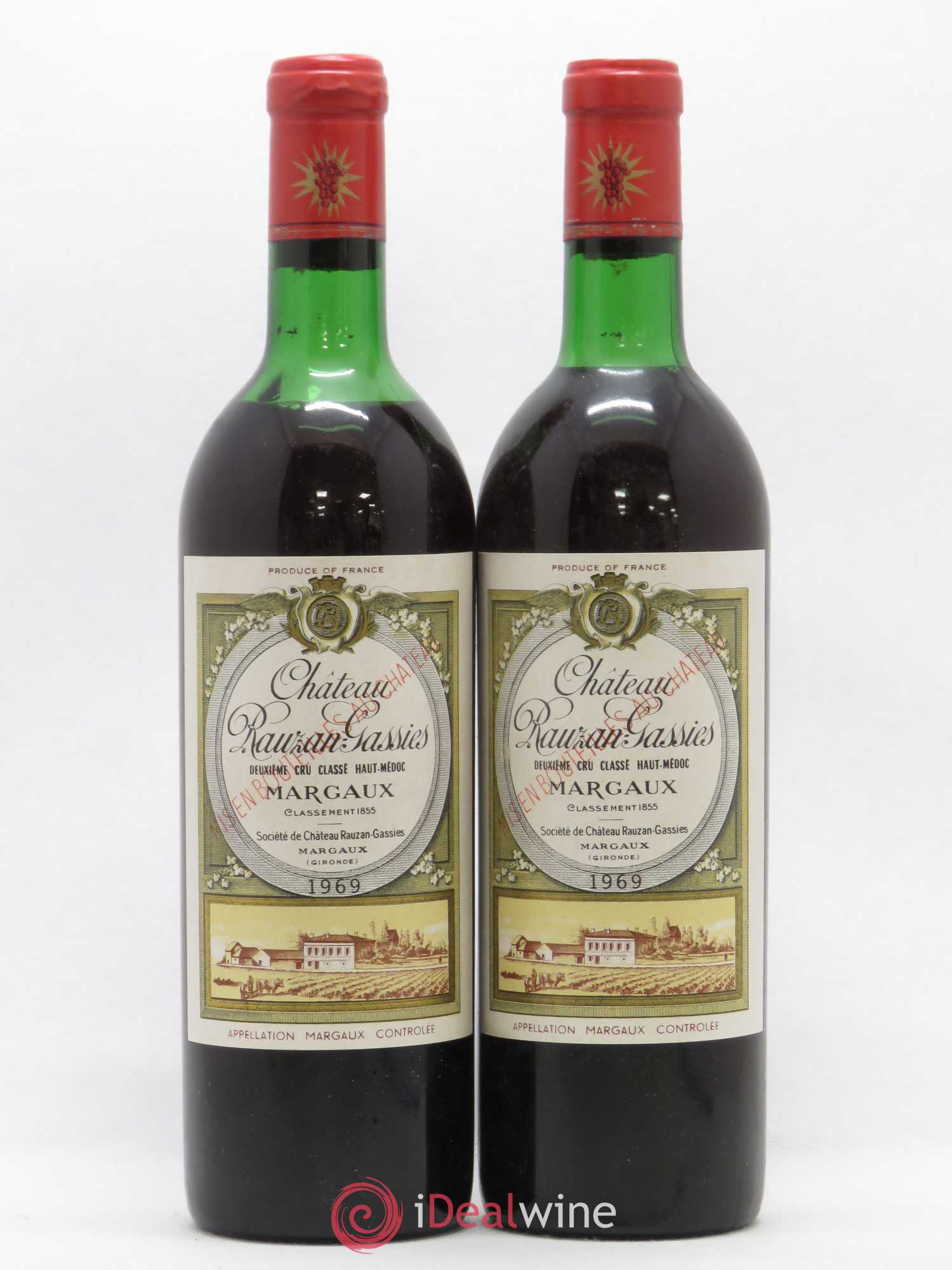 Château Rauzan-Gassies 2ème Grand Cru Classé 1969 - Lot de 2 bouteilles - 0