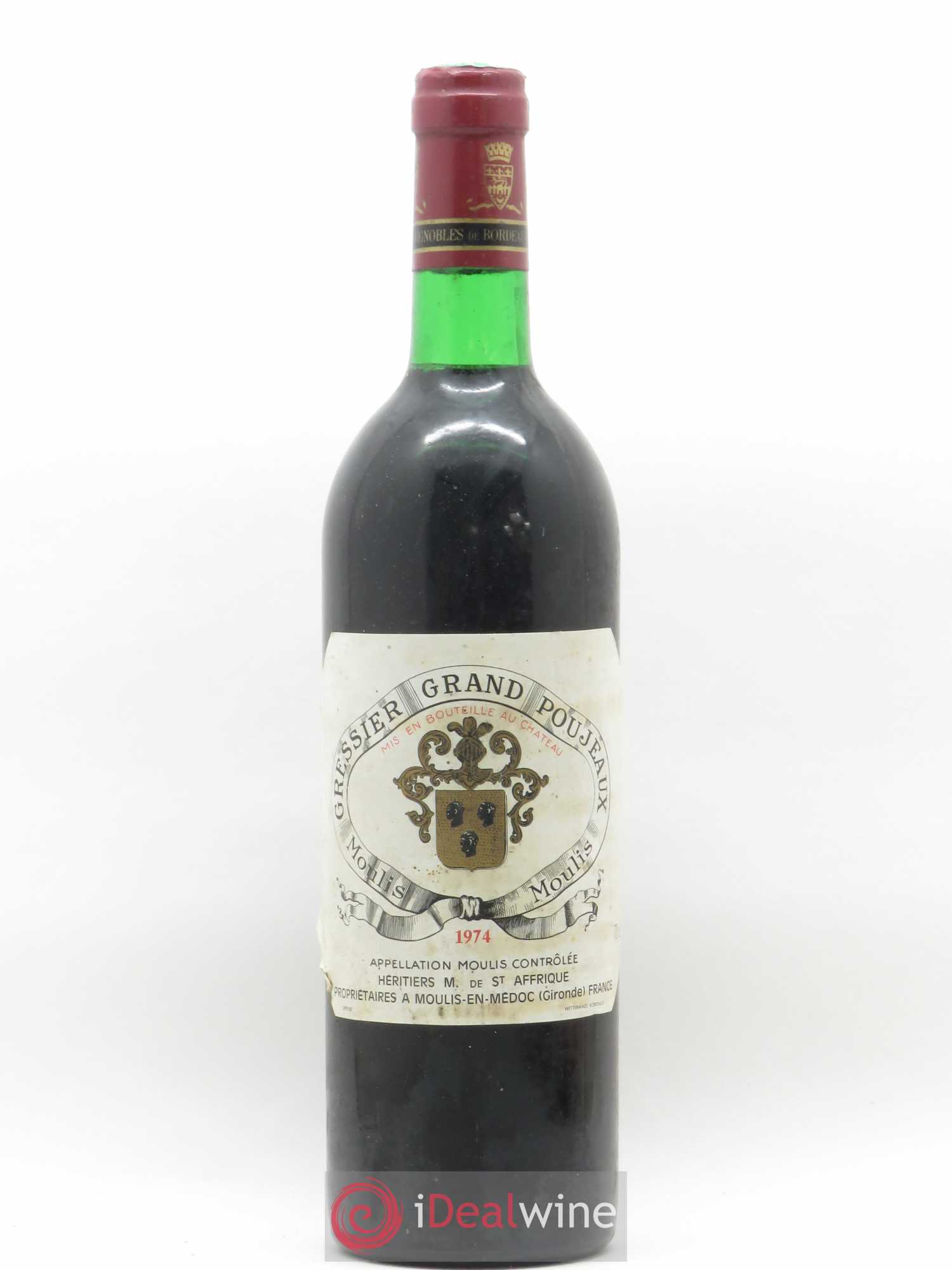 Château Gressier Grand Poujeaux Cru Bourgeois 1974 - Lot de 1 bouteille - 0