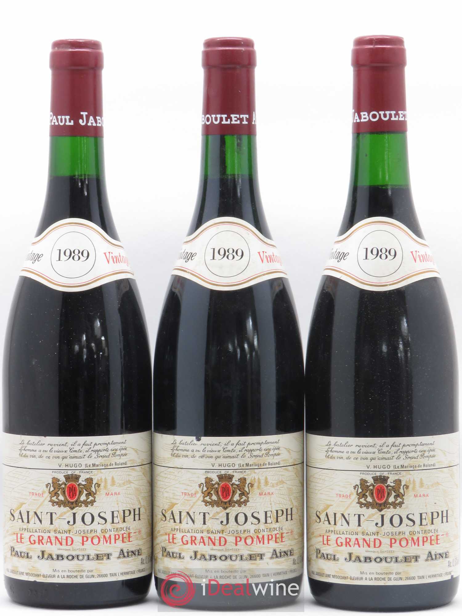 Saint-Joseph Le Grand Pompée Paul Jaboulet Ainé 1989 - Lot de 3 bouteilles - 0