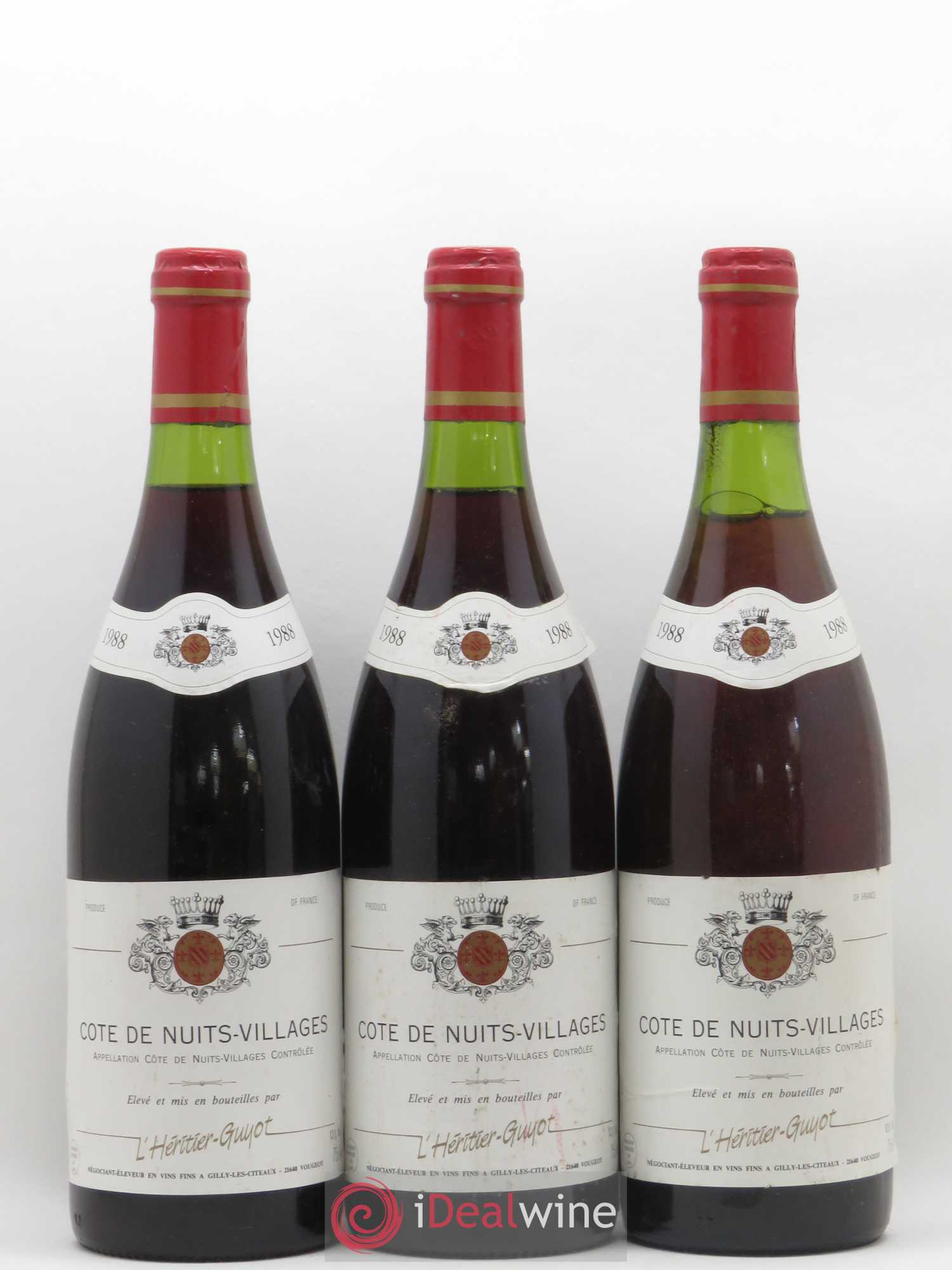 Côte de Nuits-Villages Héritier Guyot 1988 - Posten von 3 Flaschen - 0