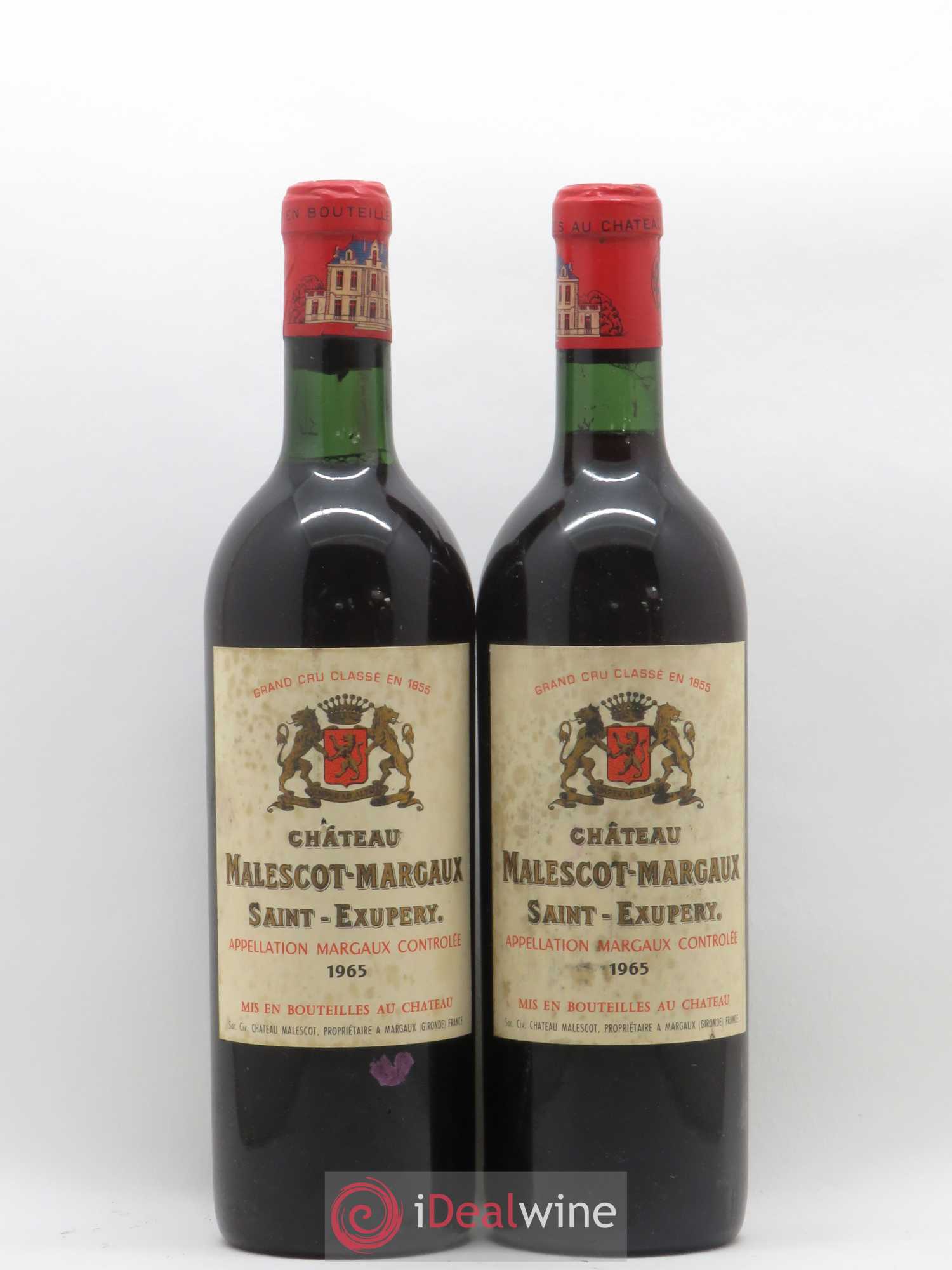 Château Malescot Saint-Exupéry 3ème Grand Cru Classé 1965 - Lotto di 2 bottiglie - 0
