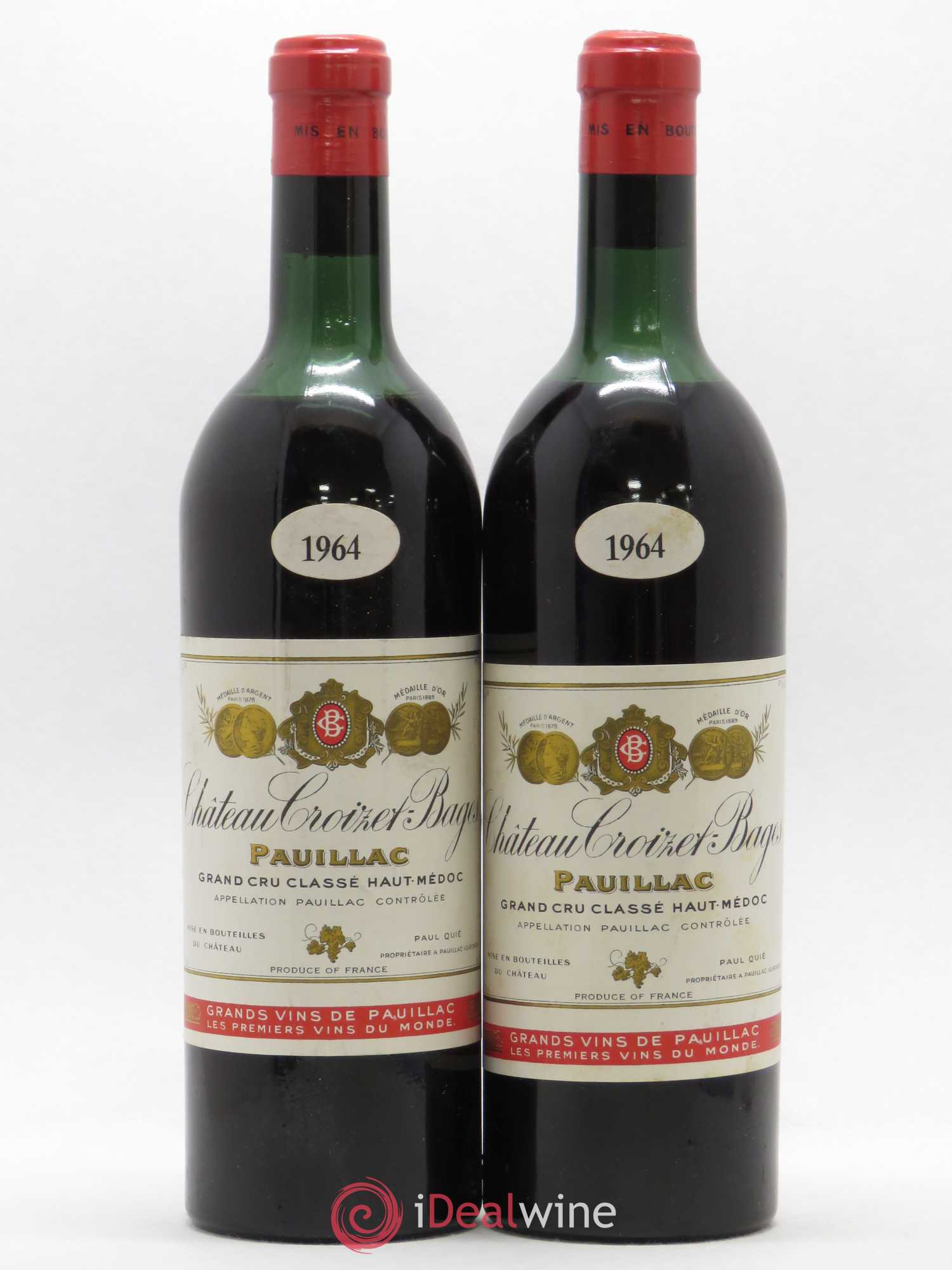 Château Croizet Bages 5ème Grand Cru Classé 1964 - Lot de 2 bouteilles - 0