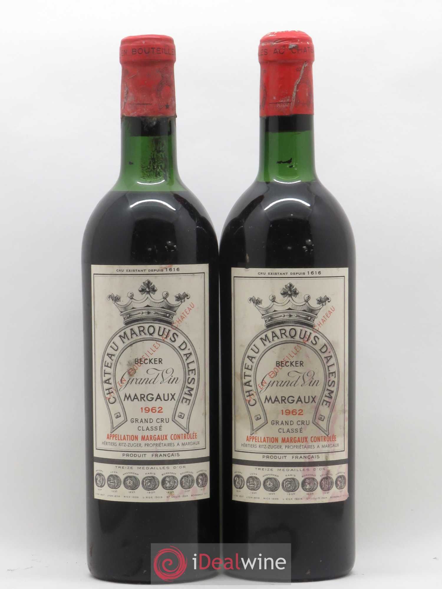 Château Marquis d'Alesme 1962 - Lot de 2 bouteilles - 0