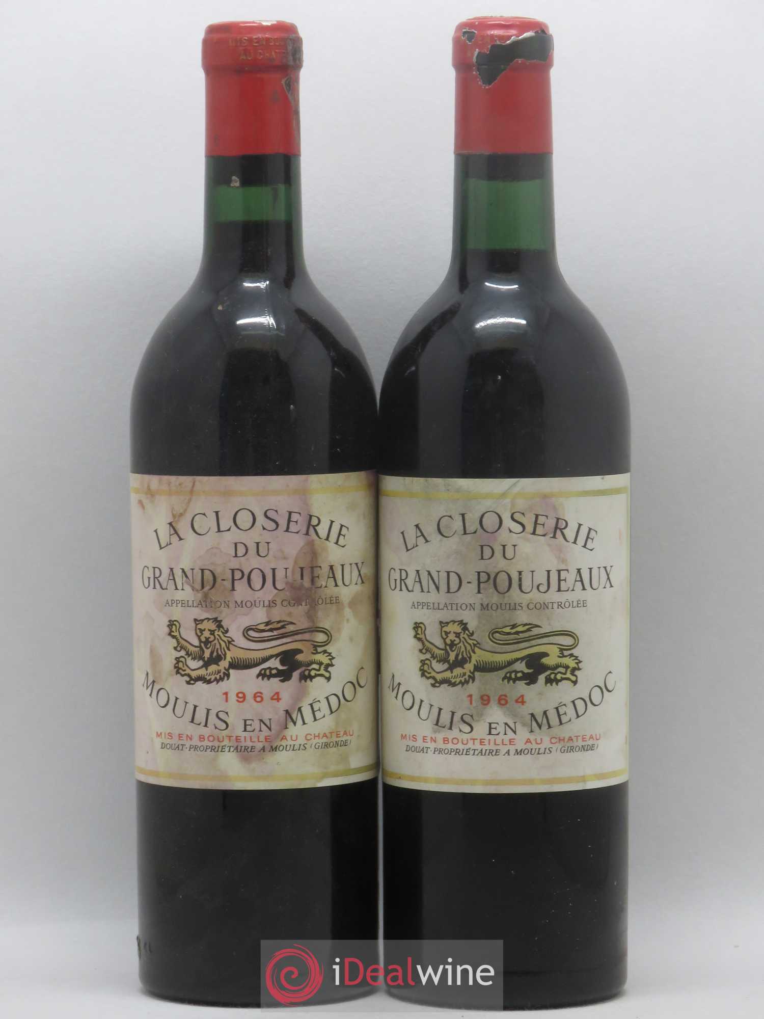 Moulis en Médoc Château La Closerie Grand Poujeaux 1964 - Posten von 2 Flaschen - 0