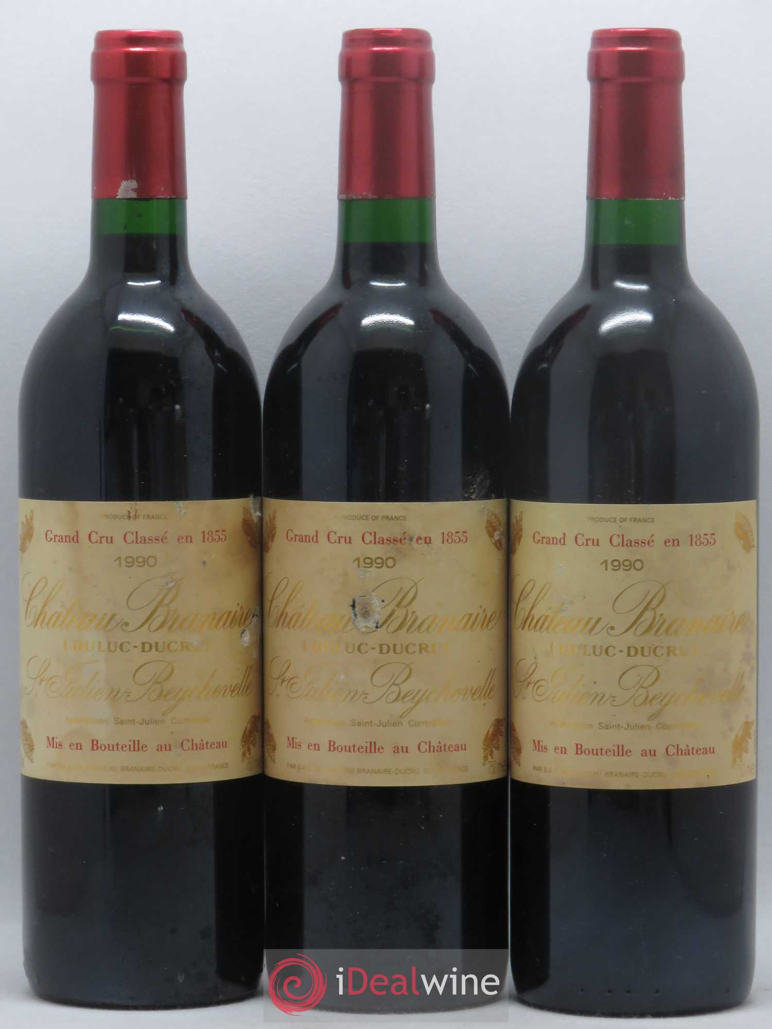 Château Branaire Ducru 4ème Grand Cru Classé 1990 - Lot de 3 bouteilles - 0