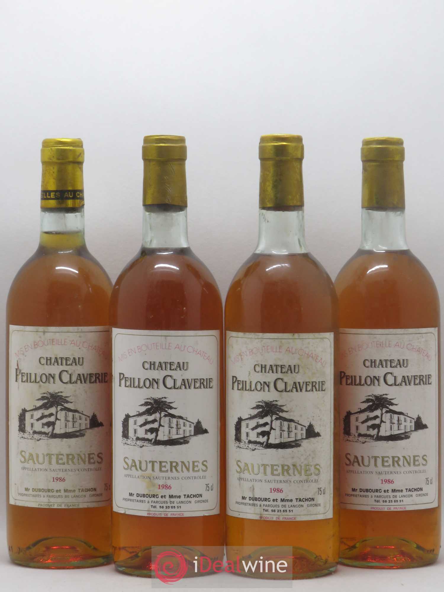 Sauternes Château Peillon Claverie 1986 - Lotto di 4 bottiglie - 0