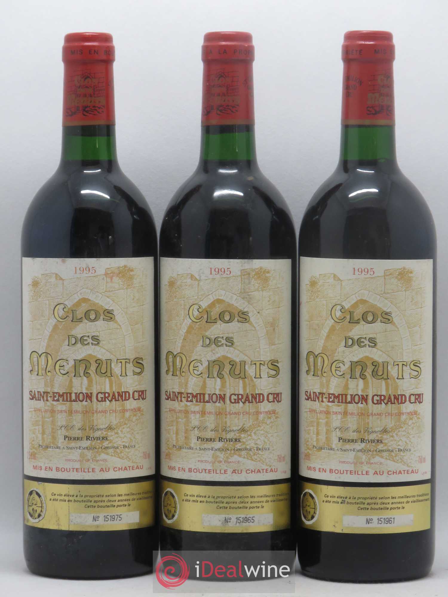 Saint-Émilion Grand Cru Clos des Menuts 1995 - Lot de 6 bouteilles - 1