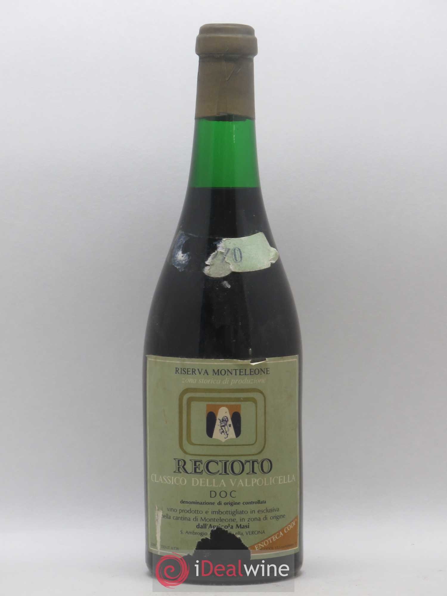 Italie Masi DOC Recioto Della Valpolicetta Riserva Monteleone 1970 - Lot de 1 bouteille - 0
