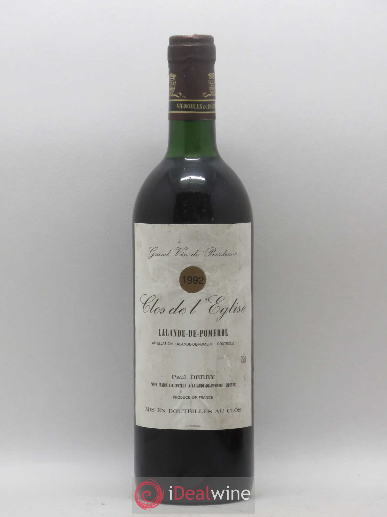 Lalande-de-Pomerol Clos de l'Eglise 1992 - Lot de 1 bouteille - 0