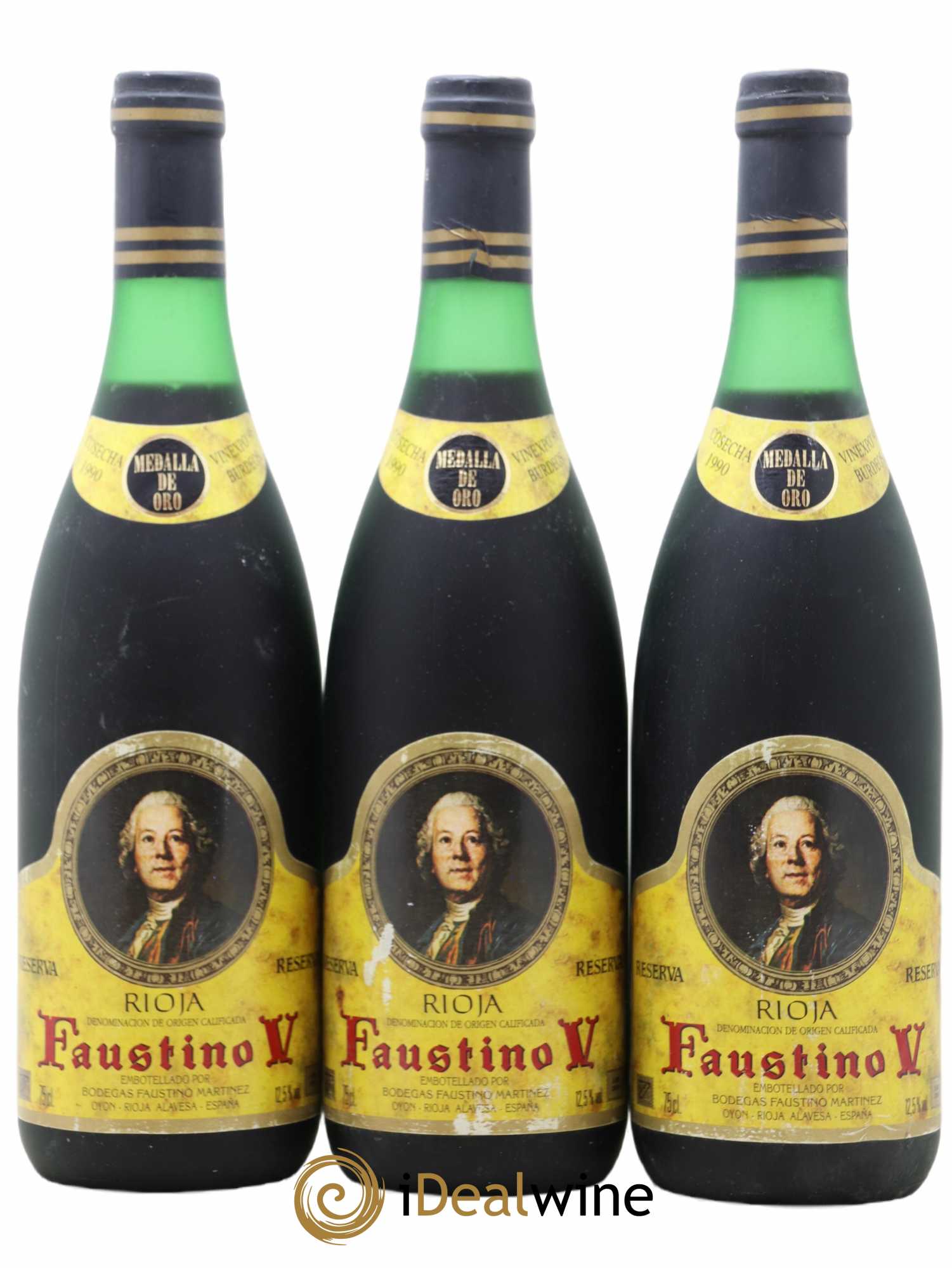 Rioja DOCA Reserva Faustino V 1990 - Lot de 3 bouteilles - 0