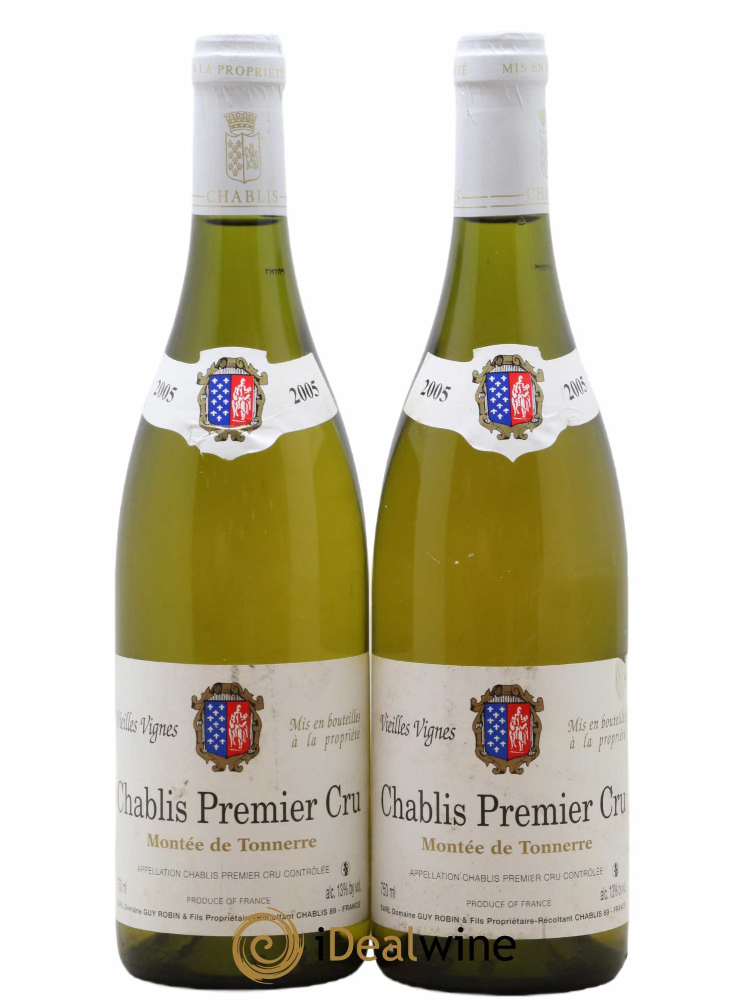 Chablis 1er Cru Vieiles vignes Montee de Tonnerre Guy Robin 2005 - Lot de 2 bouteilles - 0