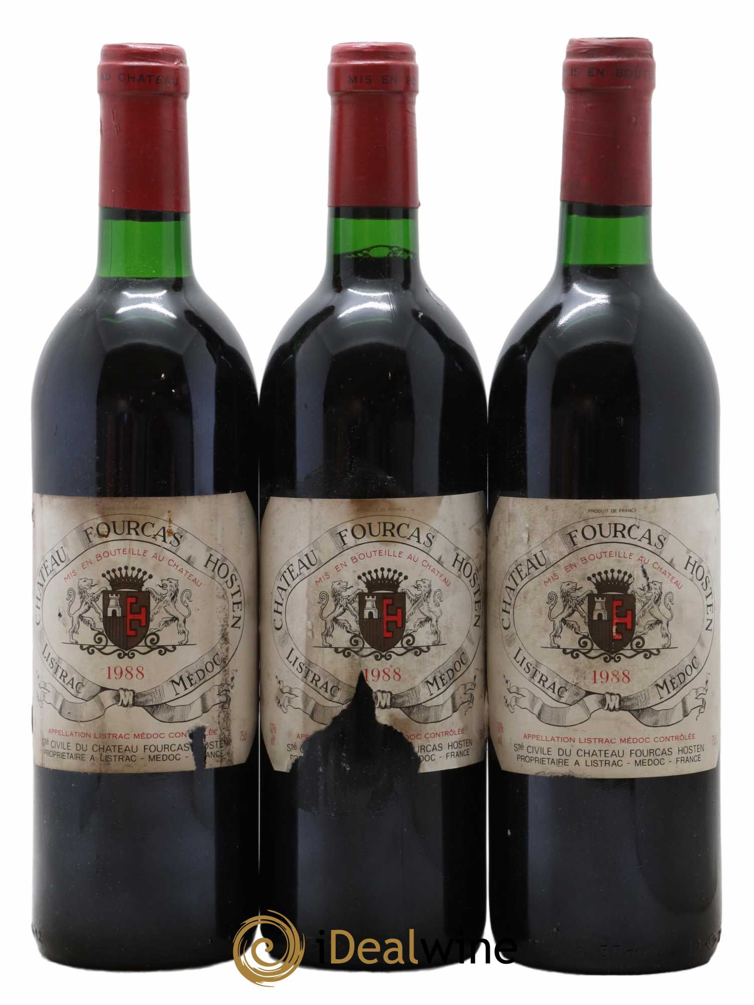 Château Fourcas Hosten Cru Bourgeois 1988 - Lot de 3 bouteilles - 0
