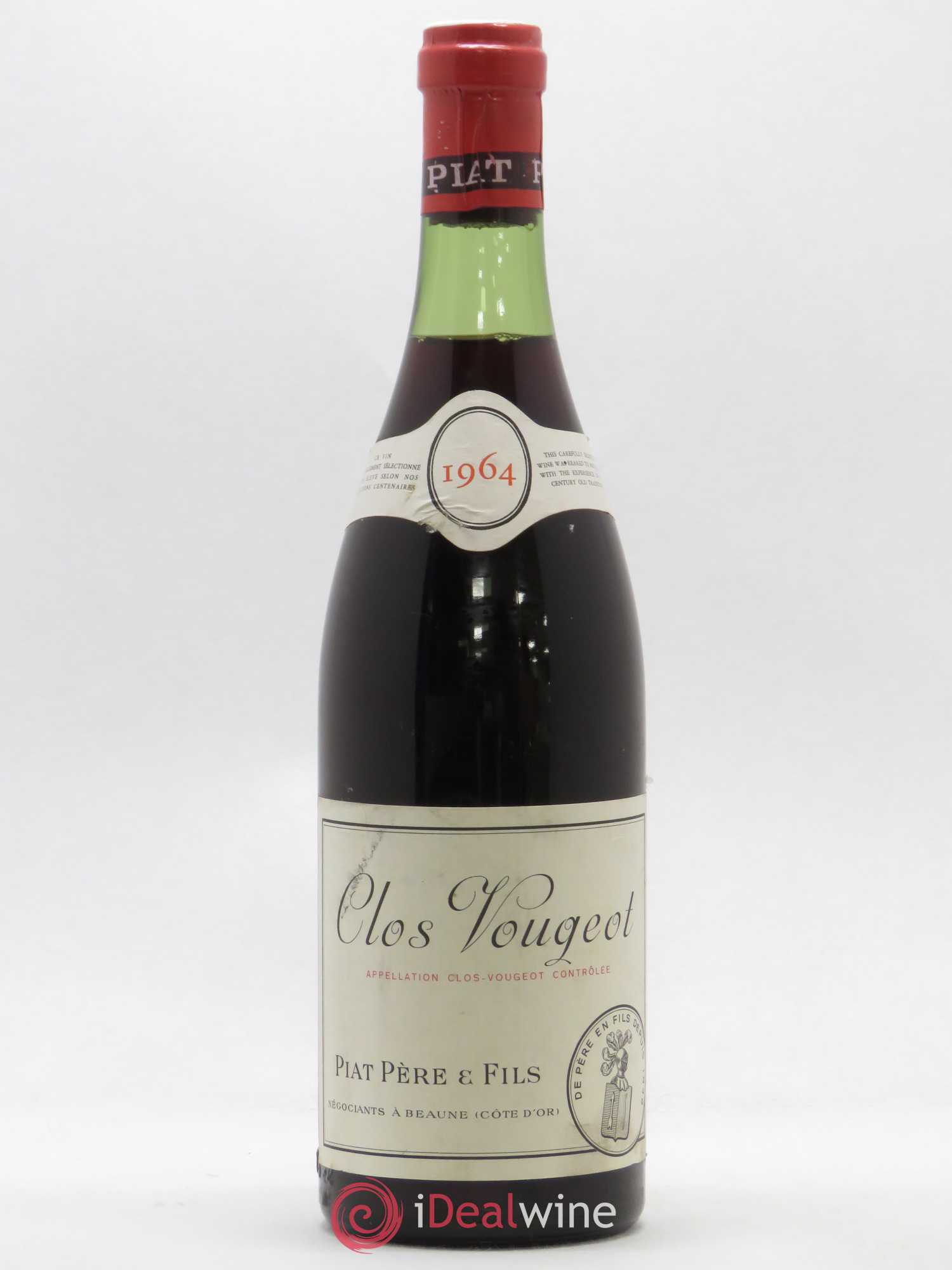 Clos de Vougeot Grand Cru Domaine Piat 1964 - Lot de 1 bouteille - 0