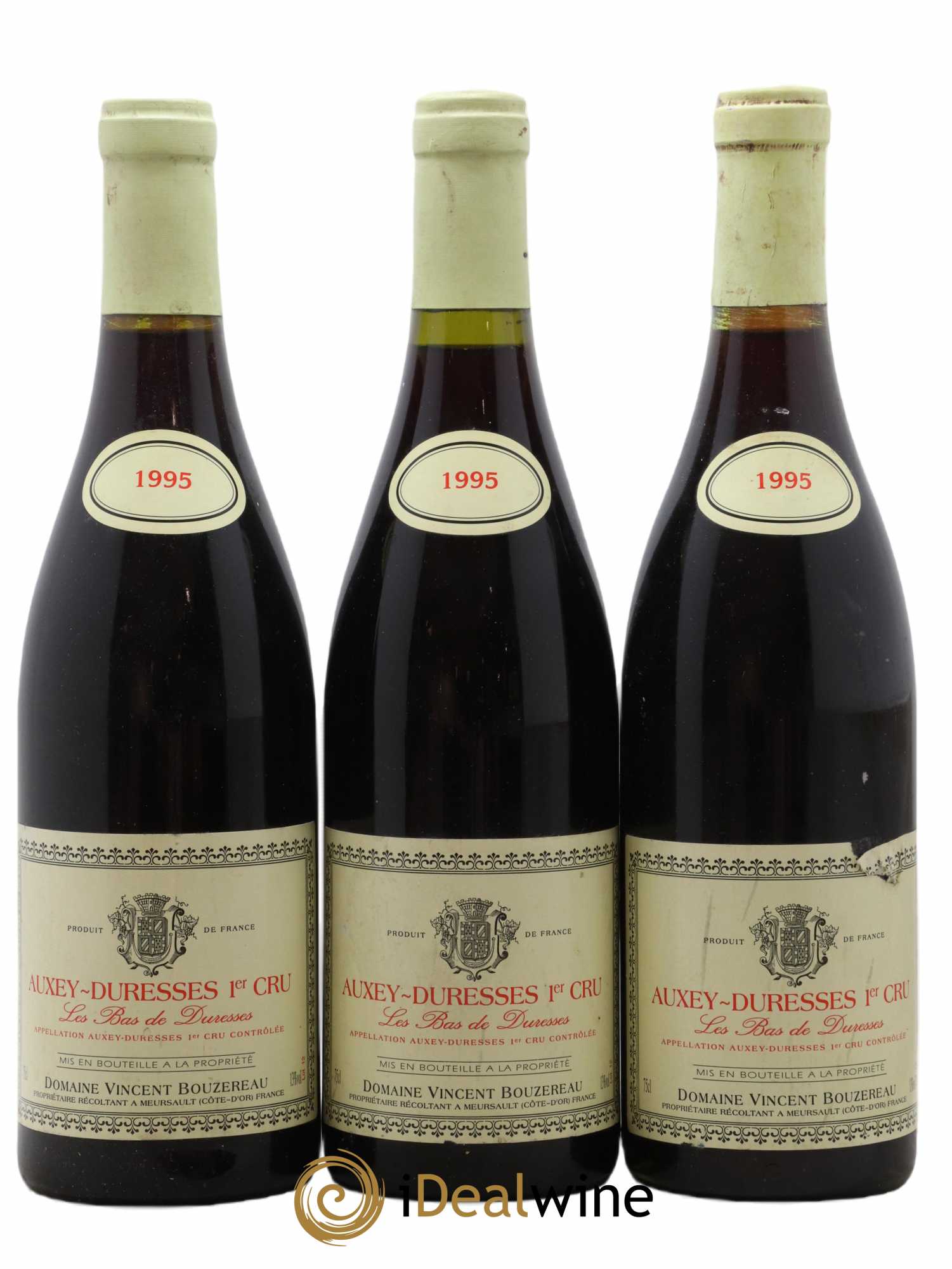 Auxey-Duresses 1er Cru Les Bas De Duresses Vincent Bouzereau 1995 - Lot de 3 bouteilles - 0