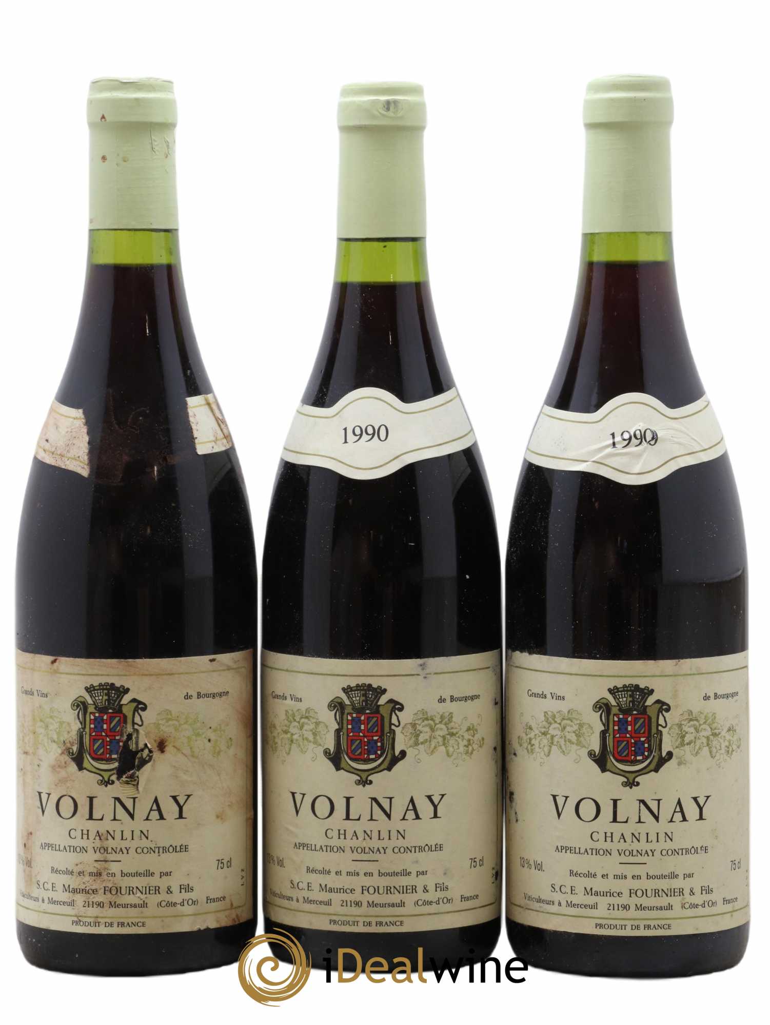 Volnay Chanlin Maurice Fournier 1990 - Lot de 3 bouteilles - 0