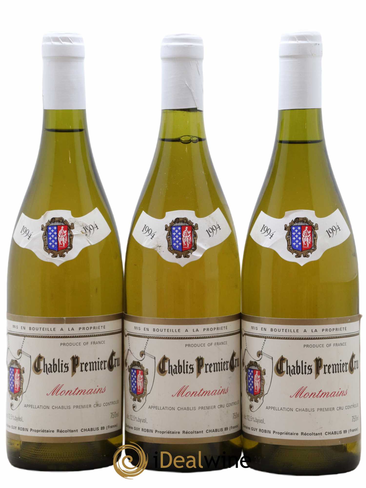 Chablis 1er Cru Montmains Guy Robin 1994 - Lot de 3 bouteilles - 0
