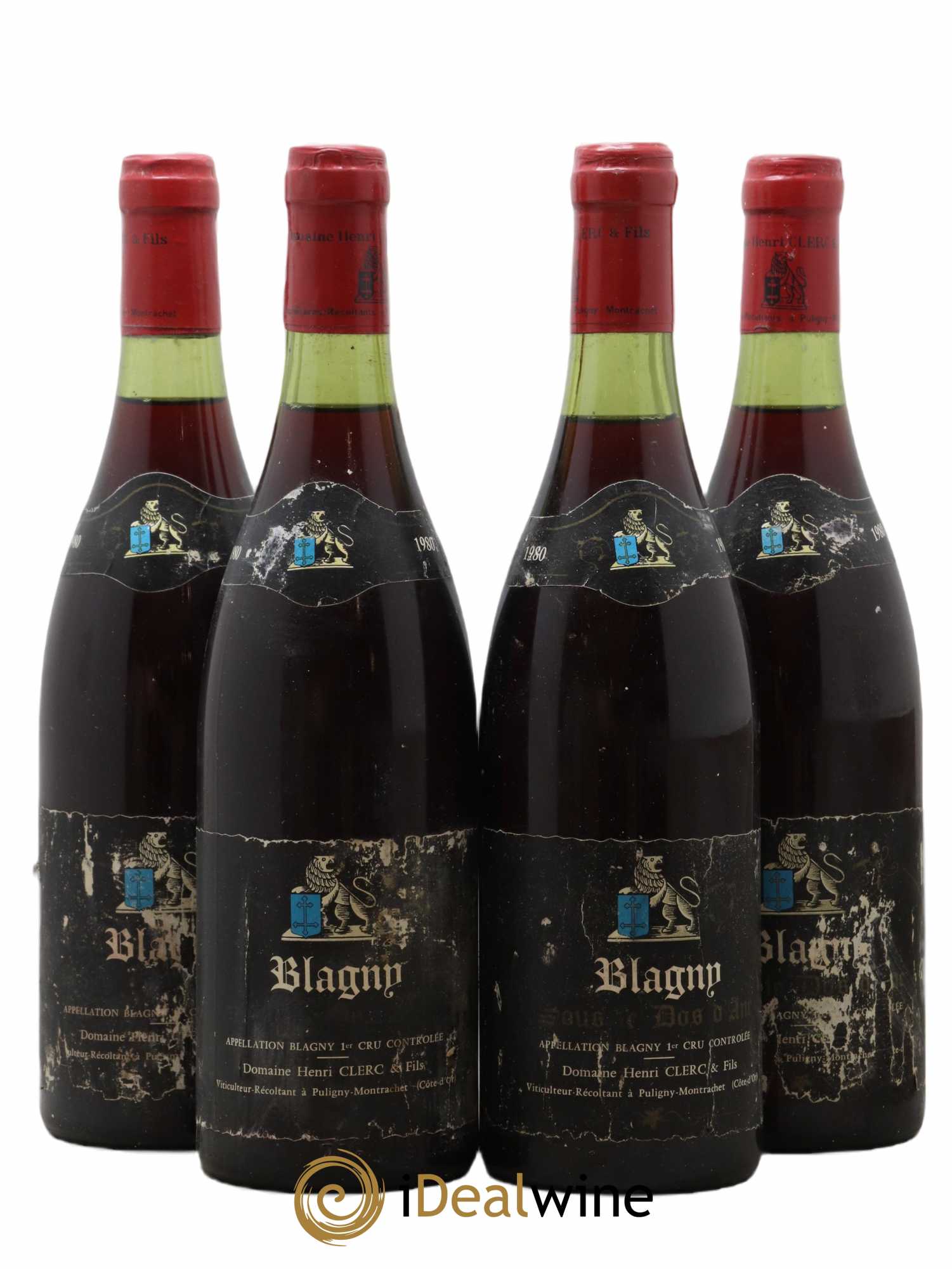 Blagny 1er Cru Sous le Dos de l'Ane Henri clerc 1980 - Lot de 4 bouteilles - 0
