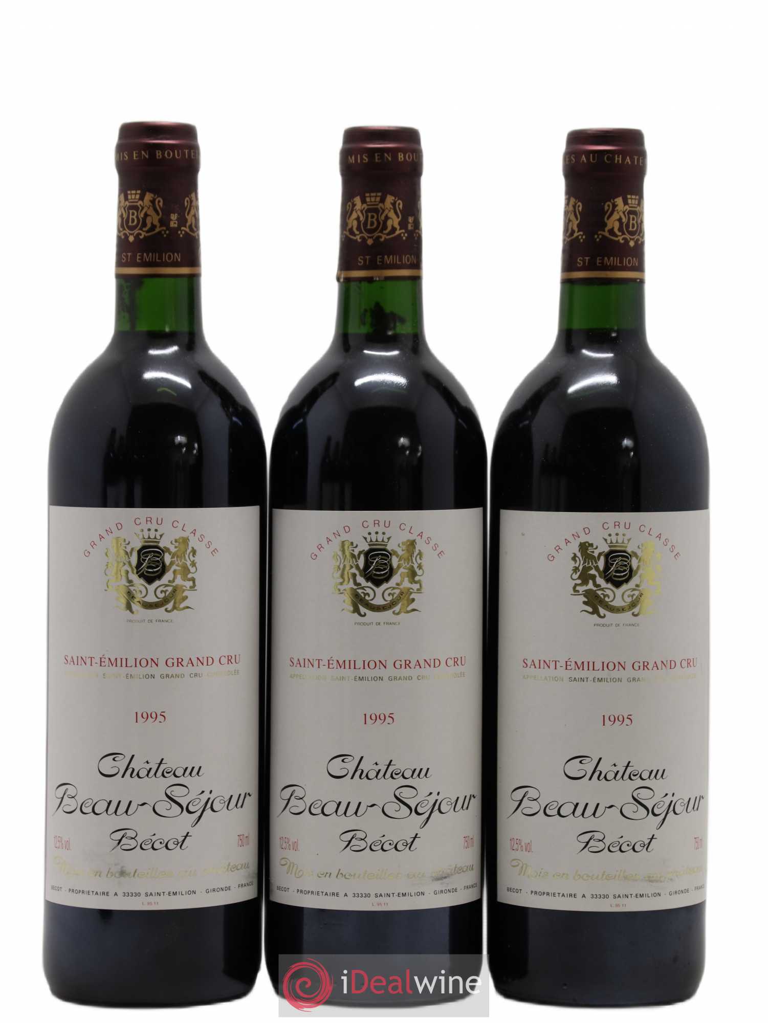 Château Beau-Séjour Bécot 1er Grand Cru Classé B 1995 - Lot de 3 bouteilles - 0