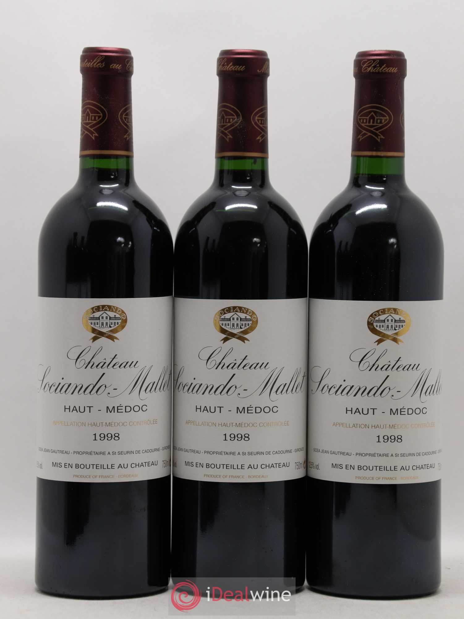 Château Sociando Mallet 1998 - Lot de 6 bouteilles - 1