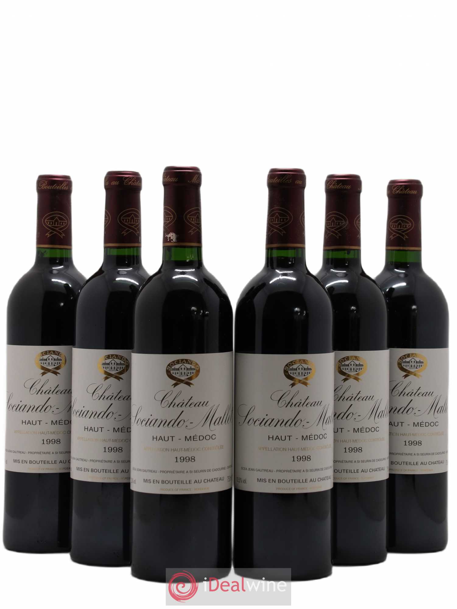 Château Sociando Mallet 1998 - Lot de 6 bouteilles - 0