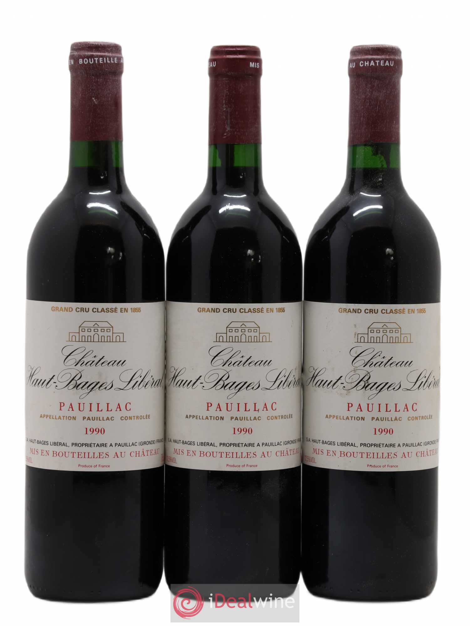 Château Haut Bages Libéral 5ème Grand Cru Classé 1990 - Lot de 3 bouteilles - 0