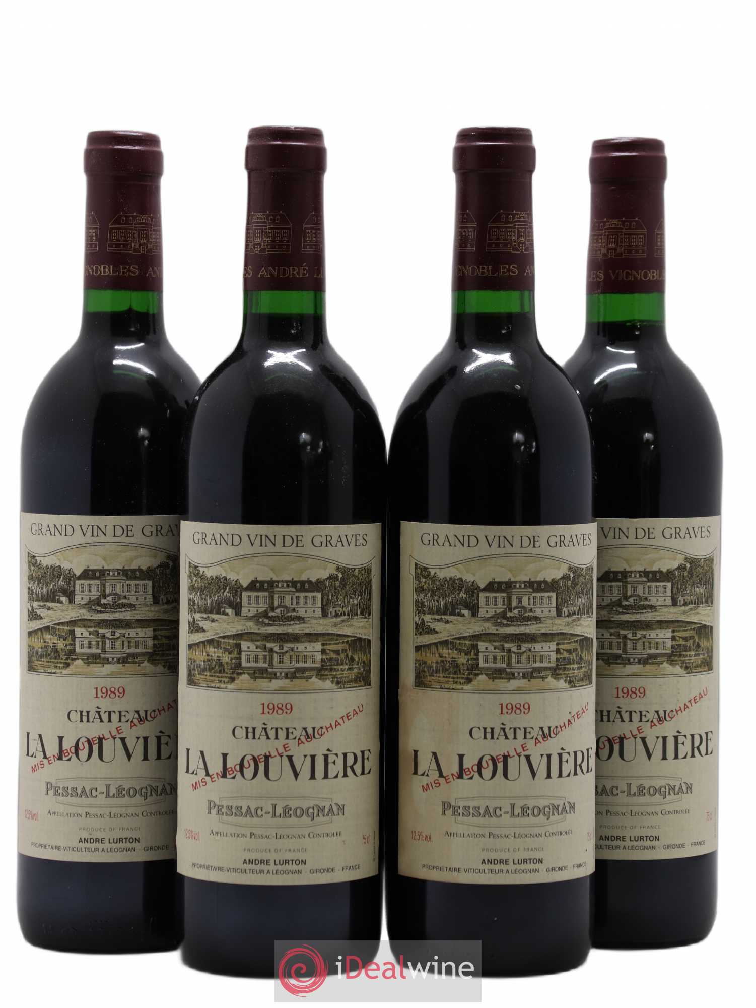 Château la Louvière 1989 - Lot de 4 bouteilles - 0