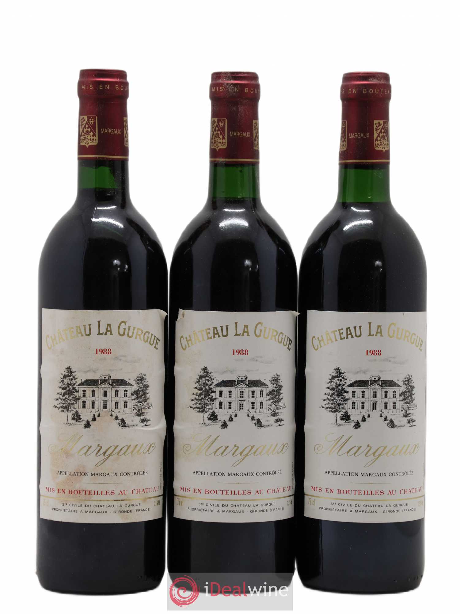 Château la Gurgue Cru Bourgeois (sans prix de réserve) 1988 - Lot de 3 bouteilles - 0