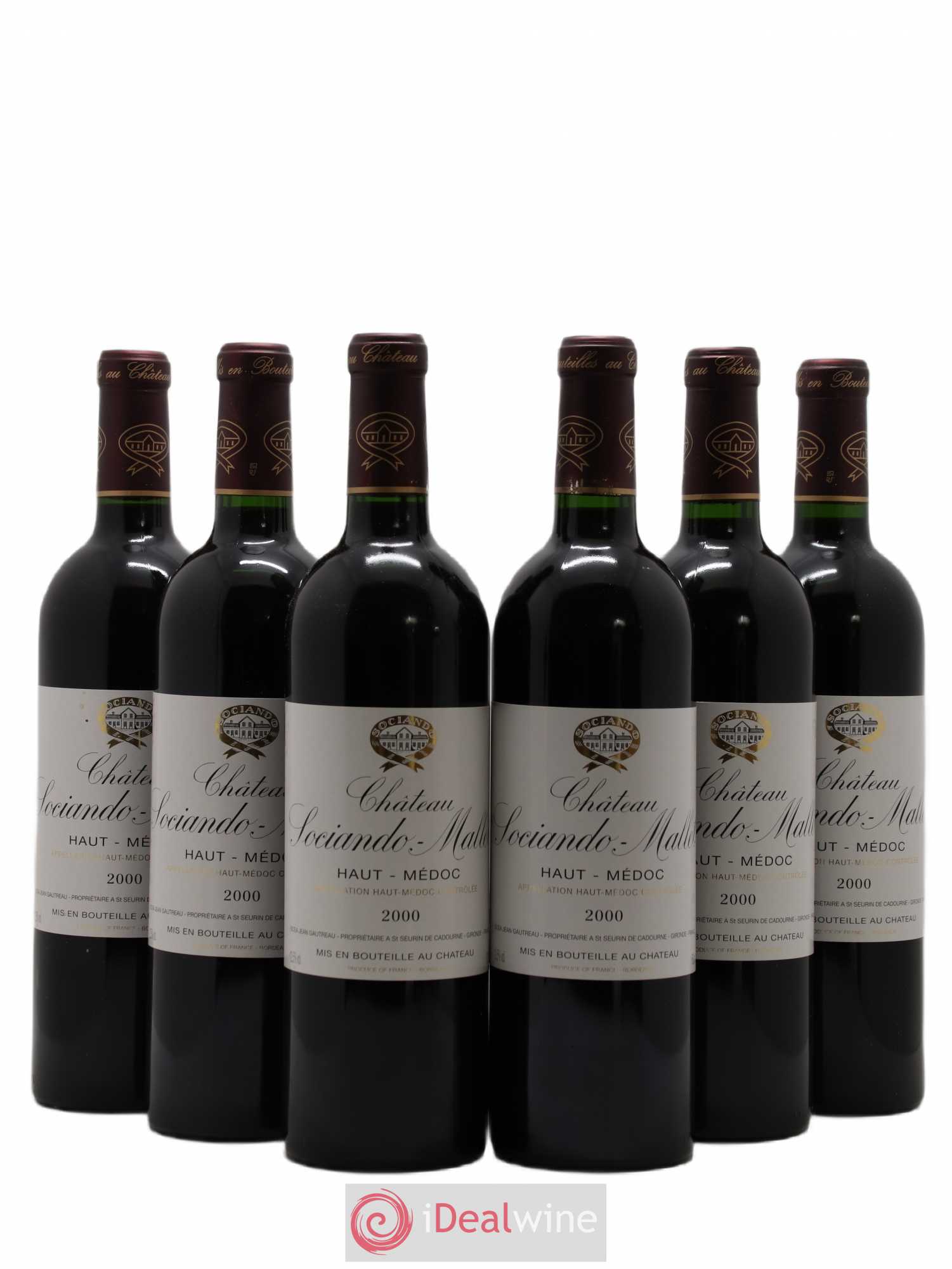 Château Sociando Mallet 2000 - Lot de 6 bouteilles - 0