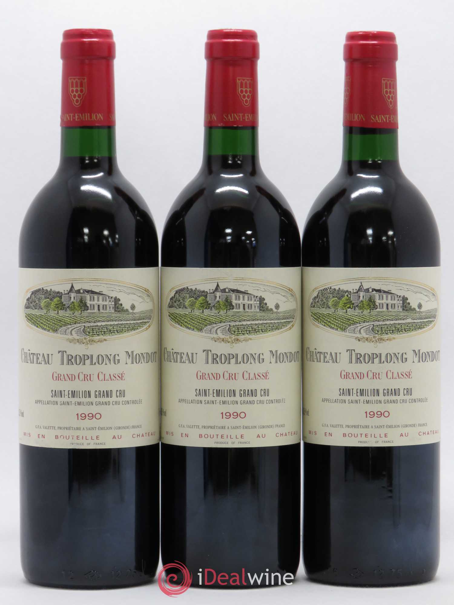Château Troplong Mondot 1er Grand Cru Classé B 1990 - Lot de 3 bouteilles - 0